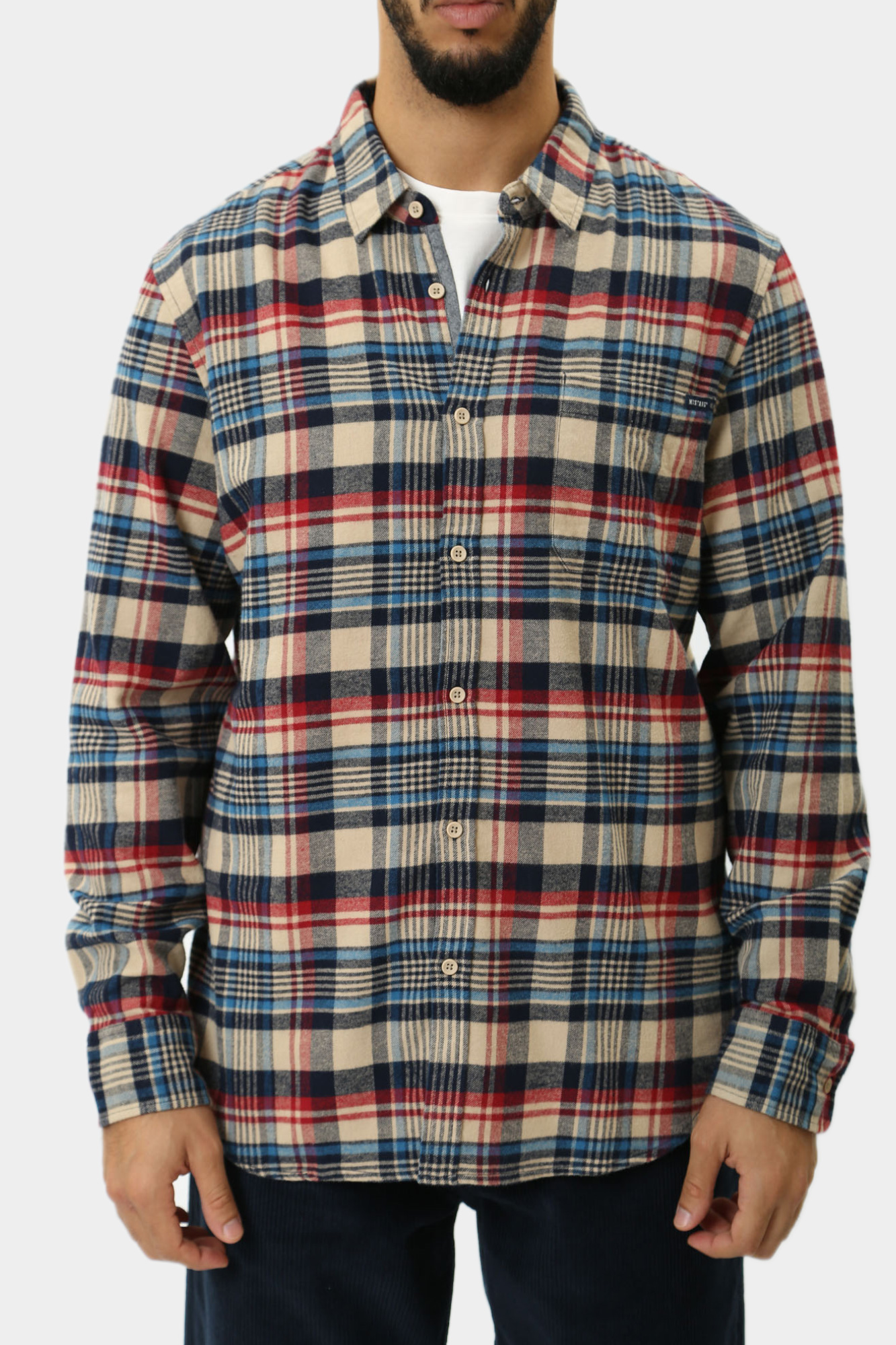 1015908 Рубашка с длинным рукавом Mustang Синий