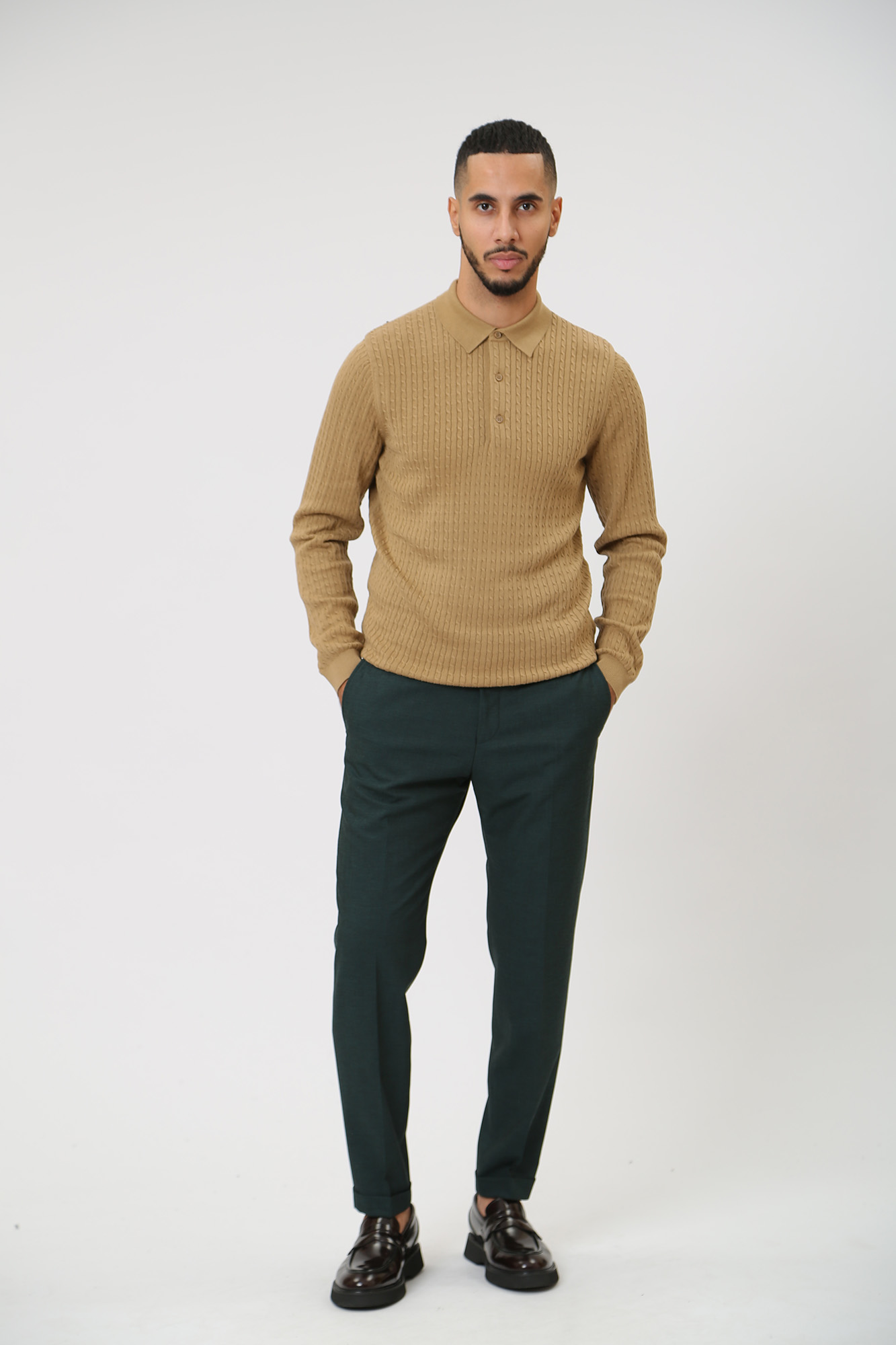 30038348_10016303 Поло с длинным рукавом Strellson Бежевый