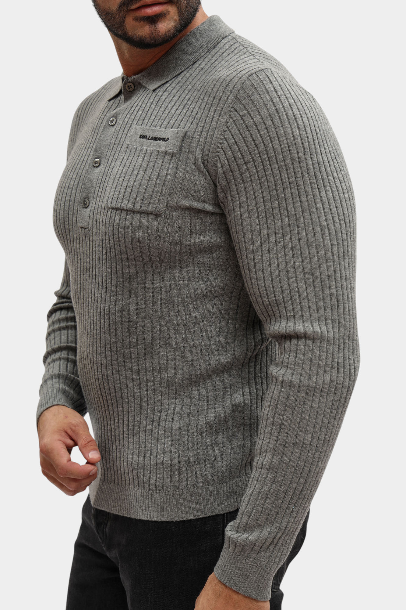 554308_655036 Поло с длинным рукавом Karl Lagerfeld Серый