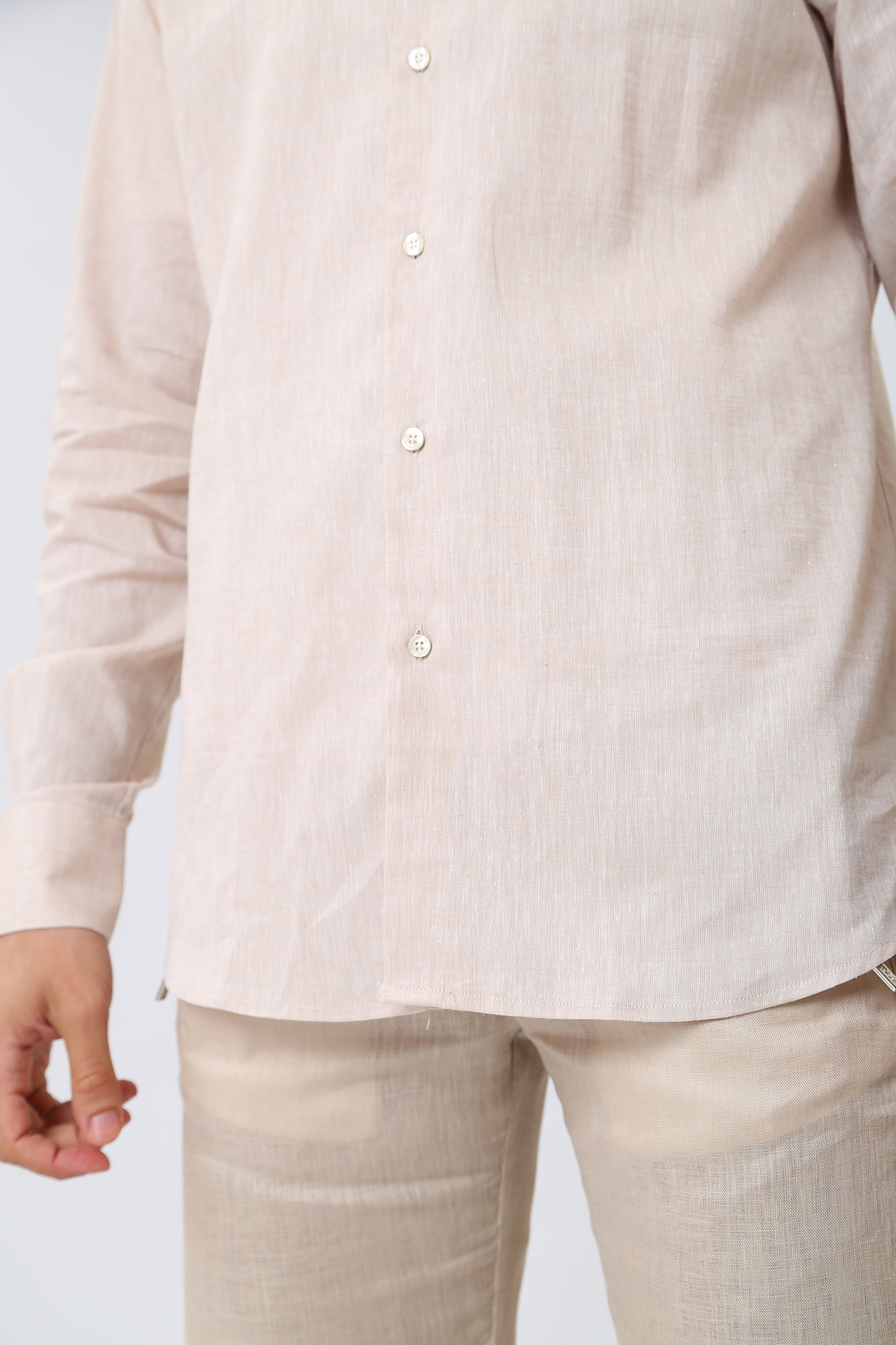 532627_605000 Сорочка льняная д/р Karl Lagerfeld Бежевый