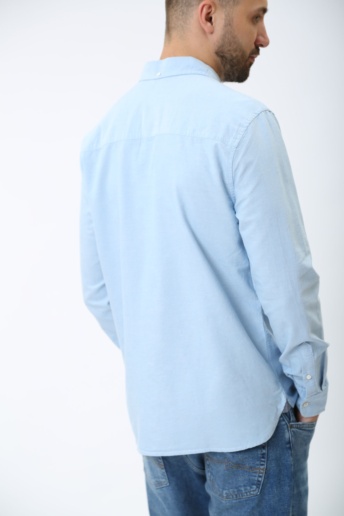 1014767 Рубашка с длинным рукавом Mustang Голубой