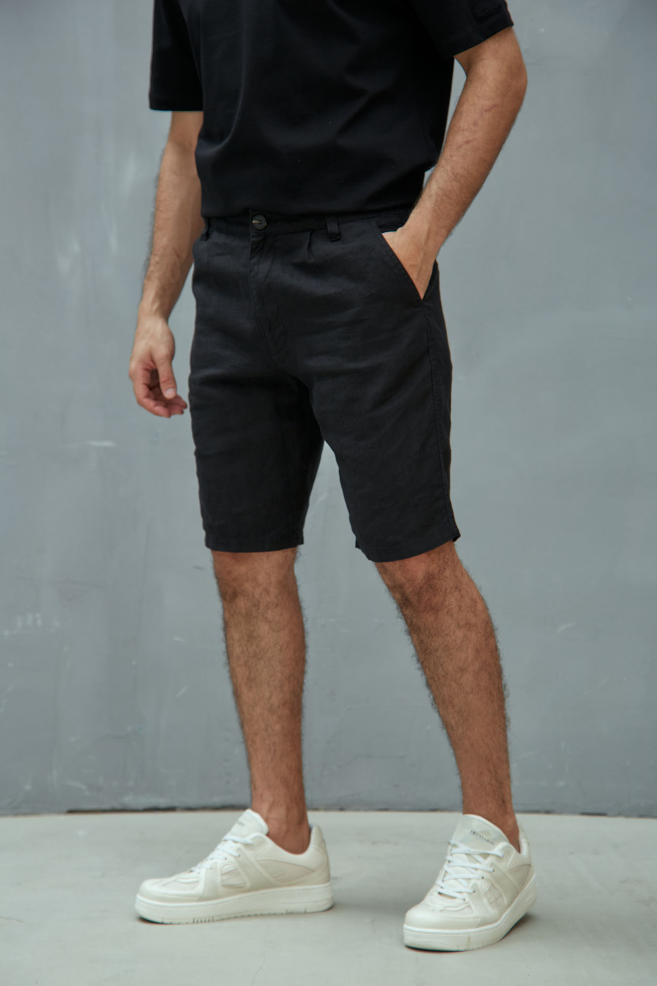 VM-OMA-55-010 Шорты льняные Van Mich Черный