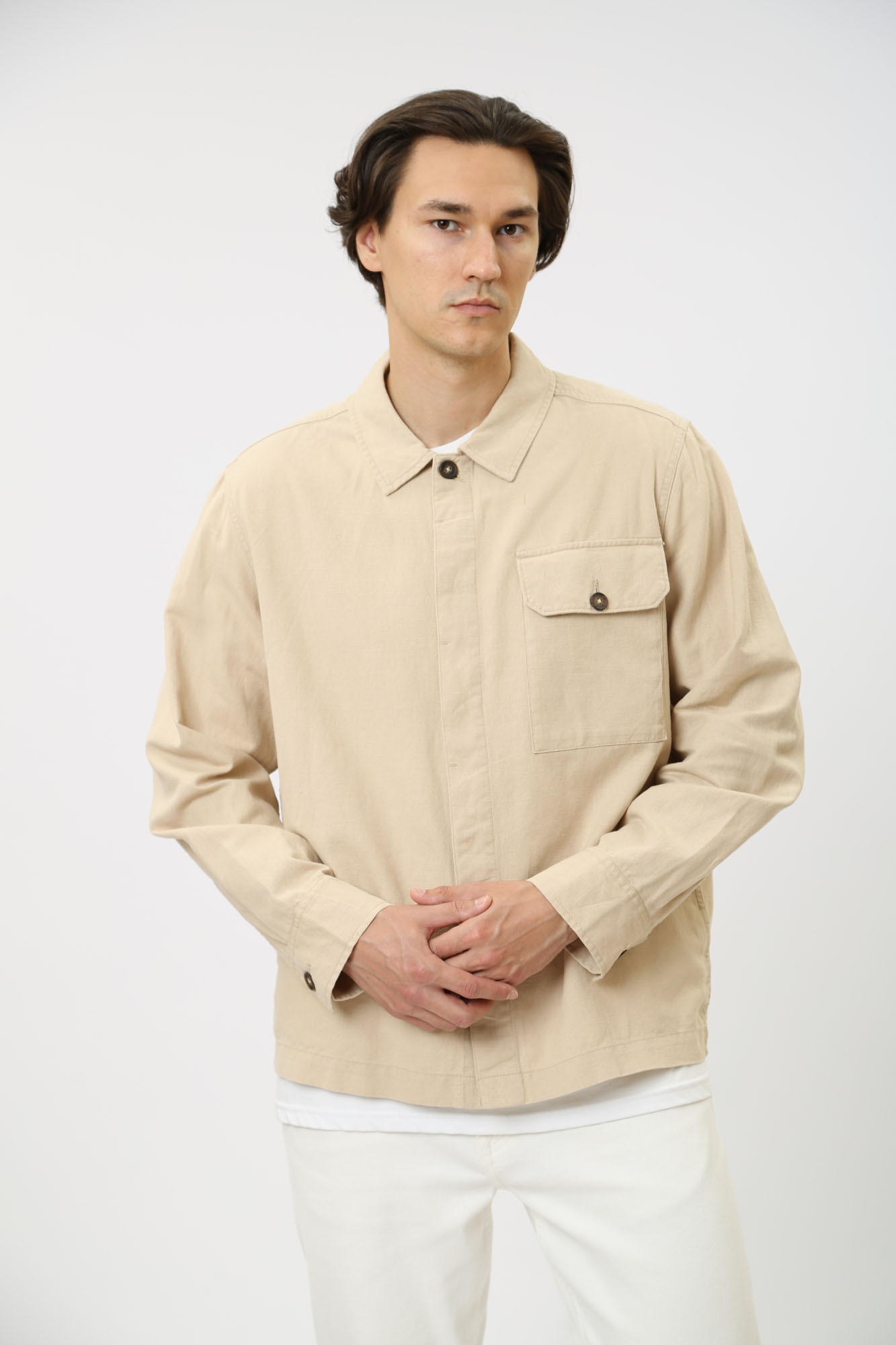 1014775 Рубашка с длинным рукавом Mustang Бежевый