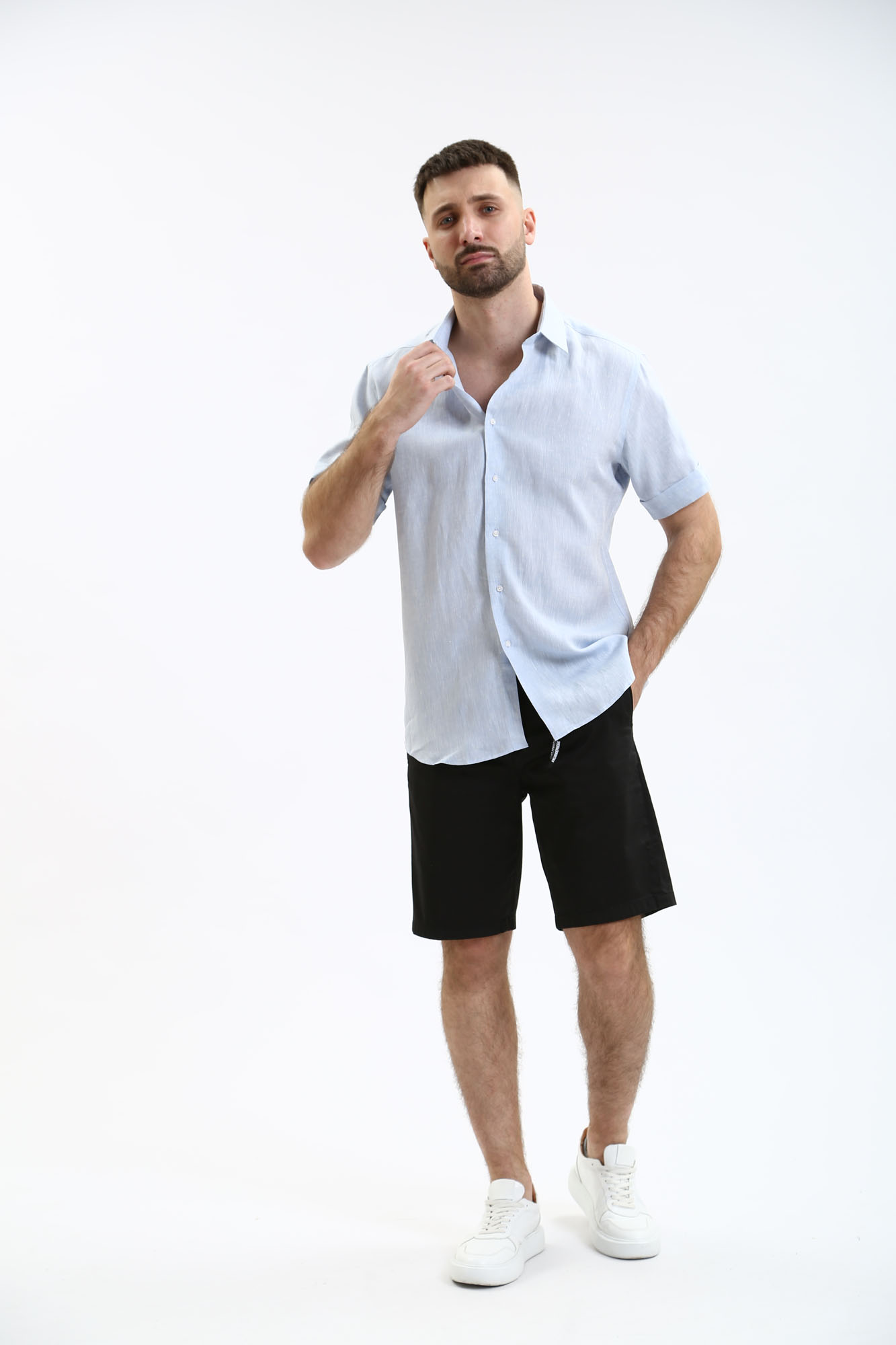 542667_605500 Сорочка льняная Karl Lagerfeld Голубой