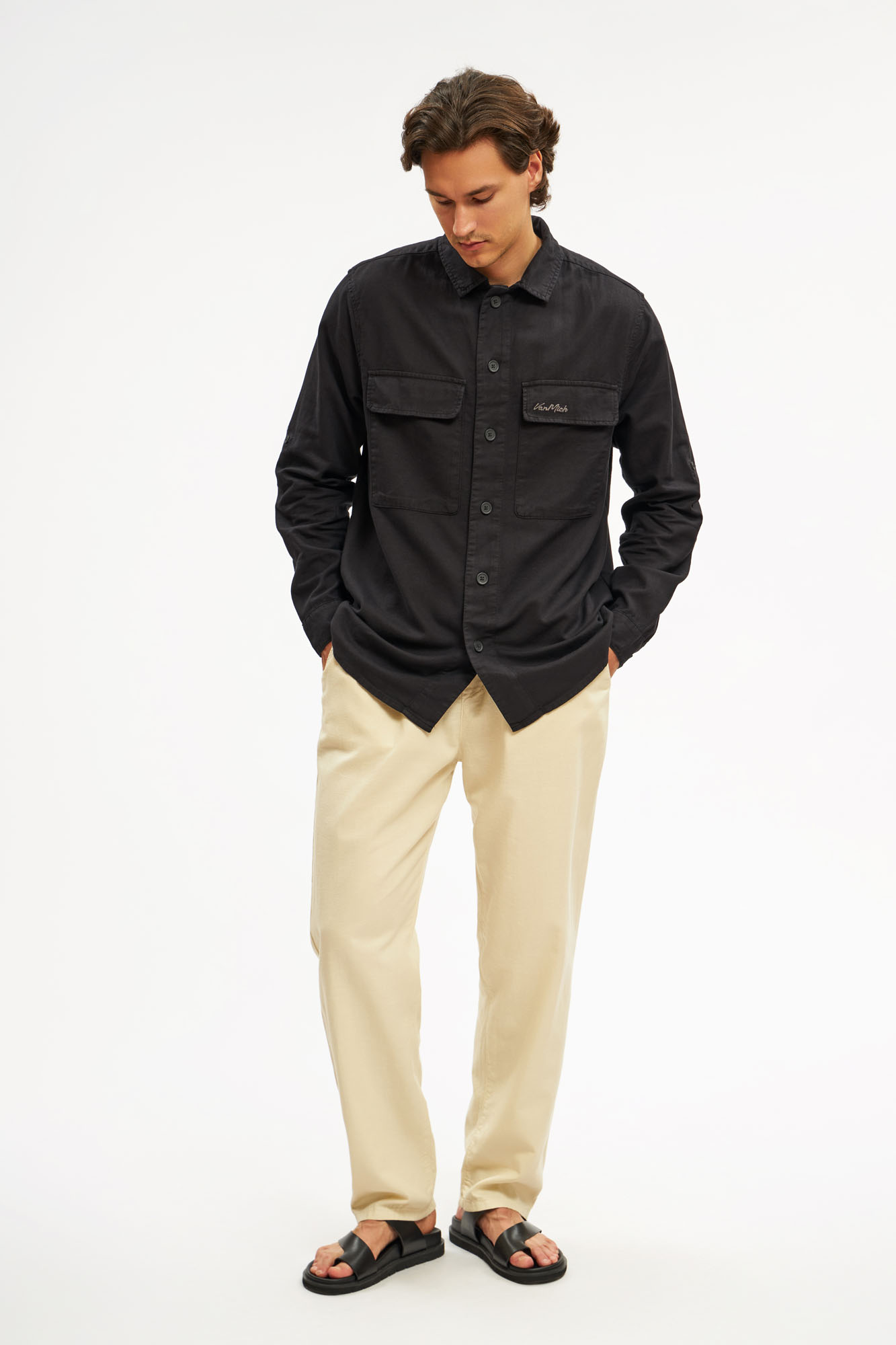 Рубашка льняная Van Mich Черный