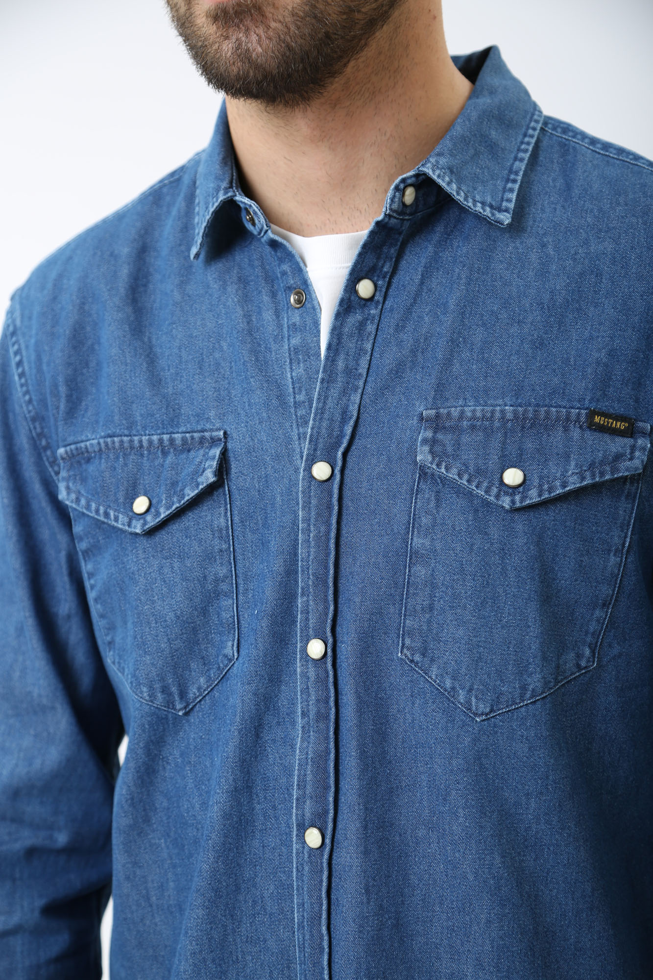 1014763-5000 Рубашка с длинным рукавом Mustang Синий