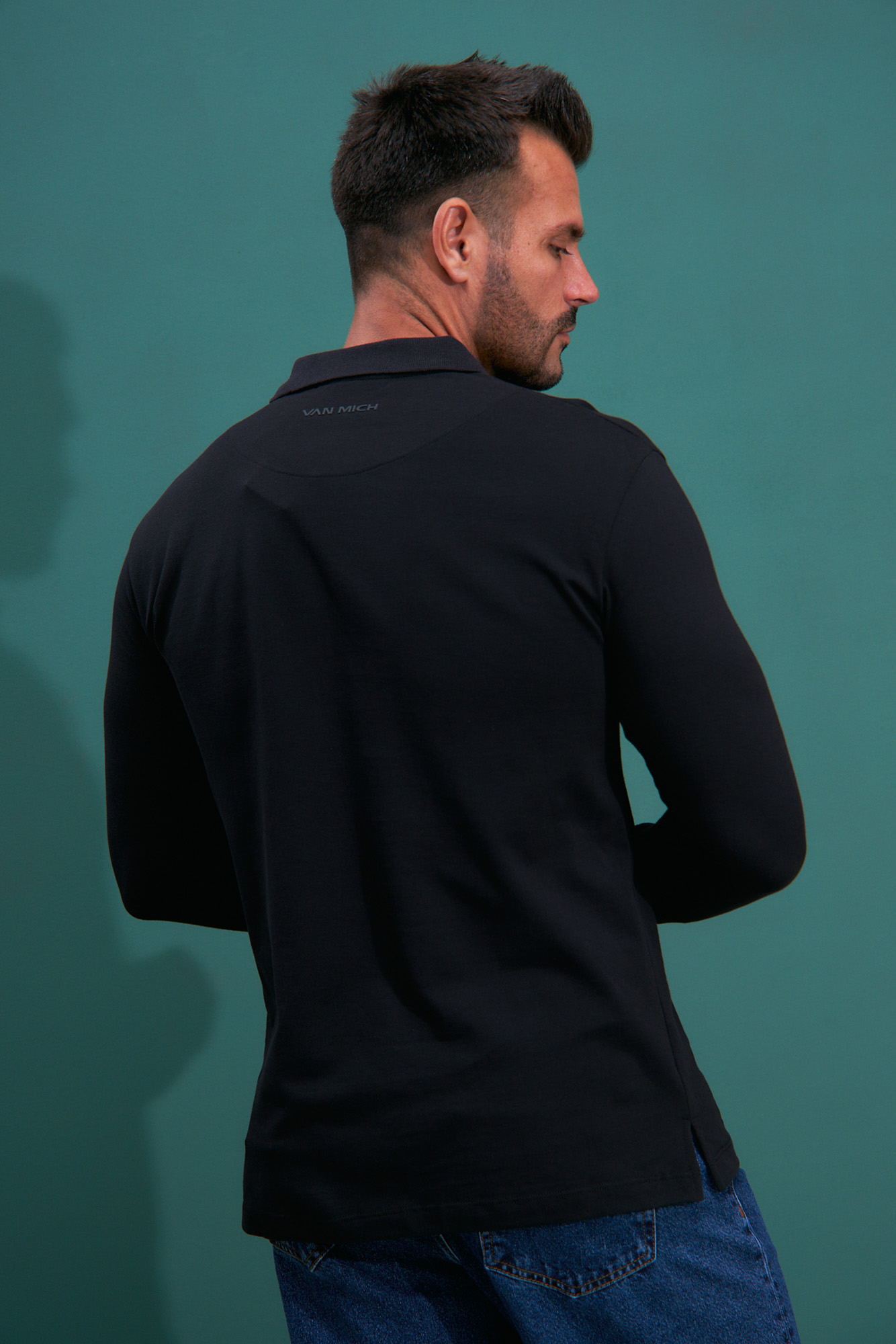 VM-232-54-009 Поло с длинным рукавом Van Mich Черный