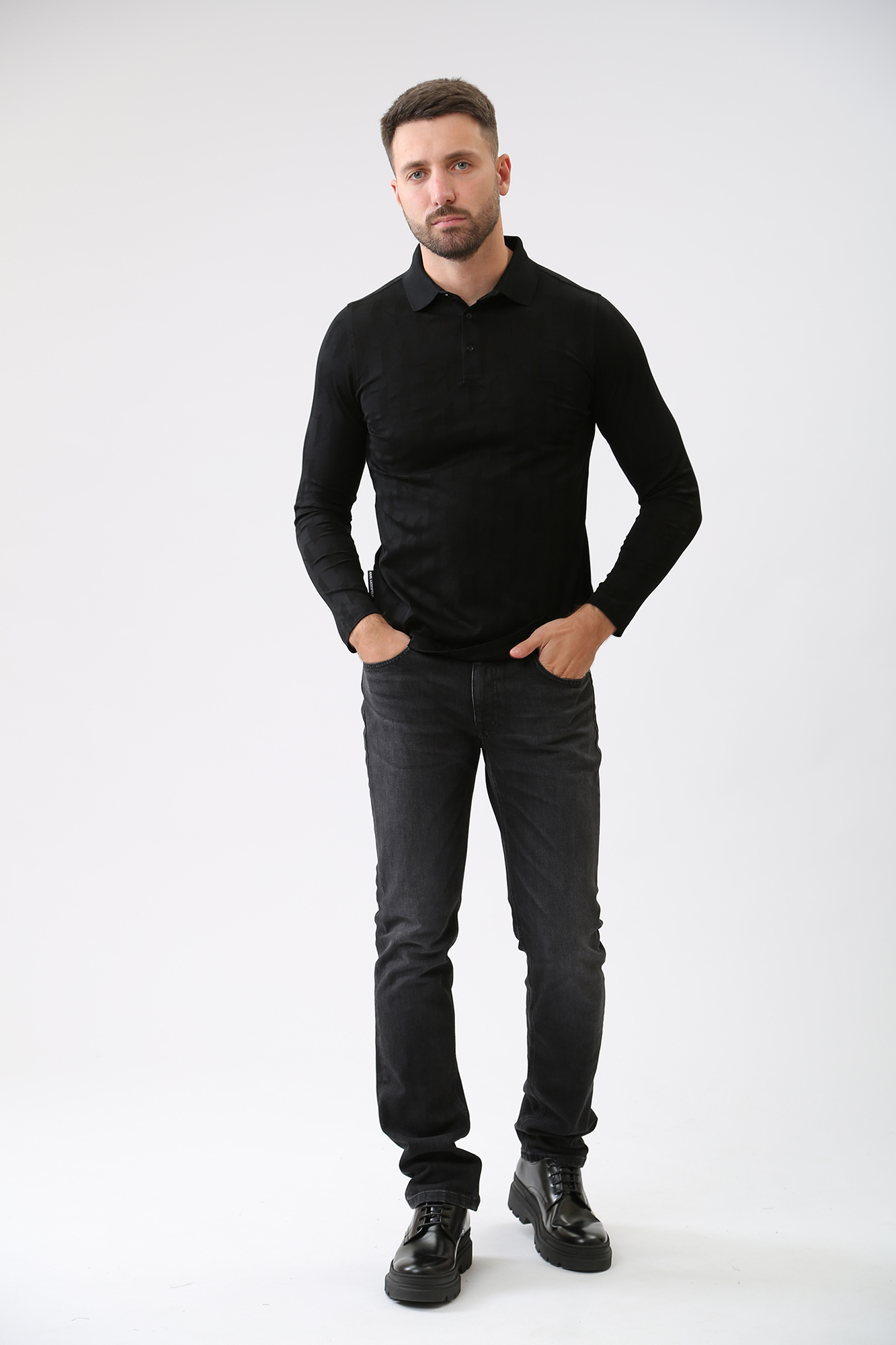 534201_745008 Поло с длинным рукавом Karl Lagerfeld Черный