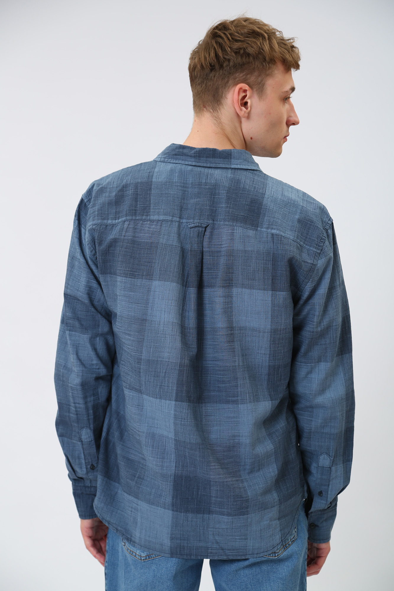 1013485 Рубашка с длинным рукавом Mustang Синий