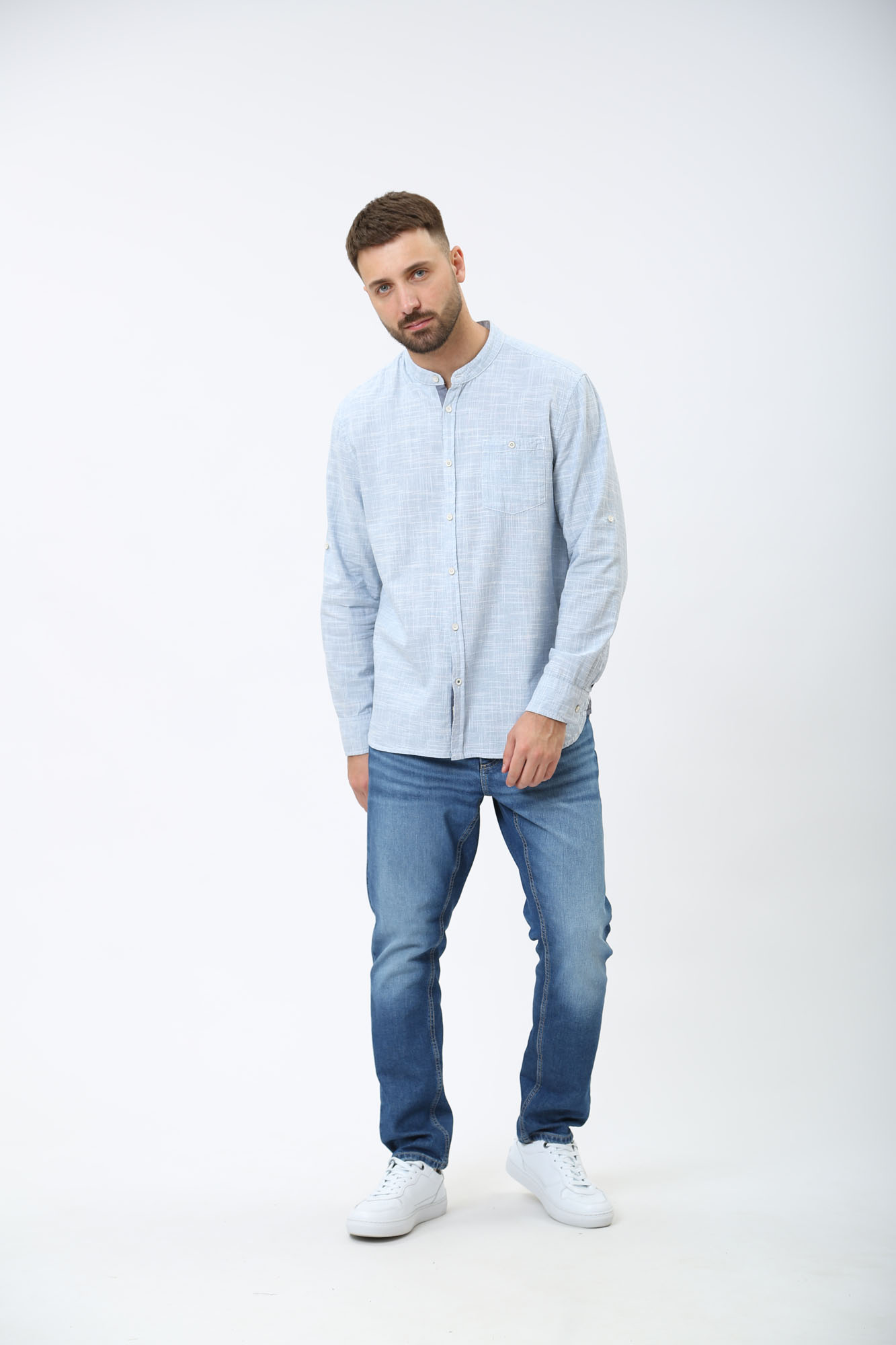 1014769 Рубашка с длинным рукавом Mustang Серый