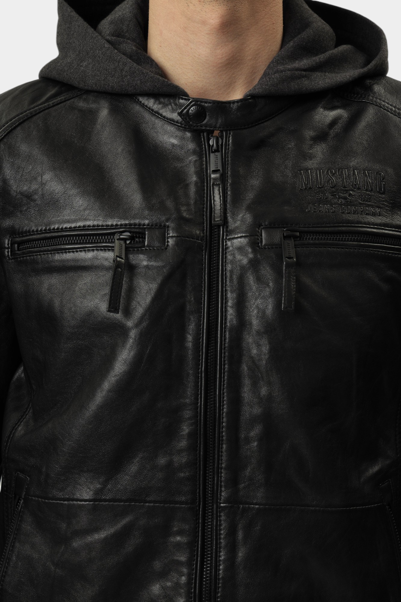 MU-M251-288 Куртка кожаная Mustang Черный