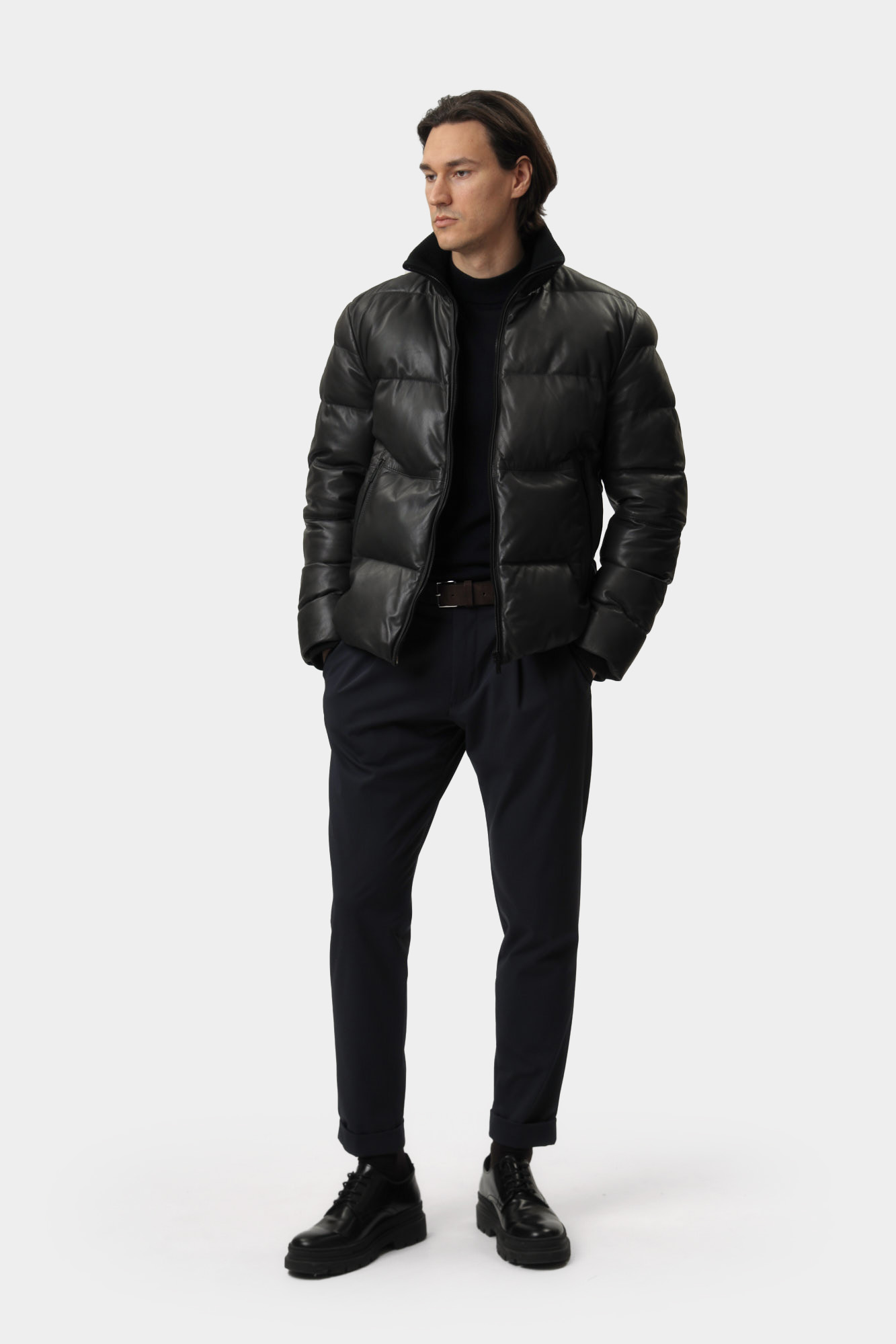 110138_80000445 Куртка кожаная Strellson Серый