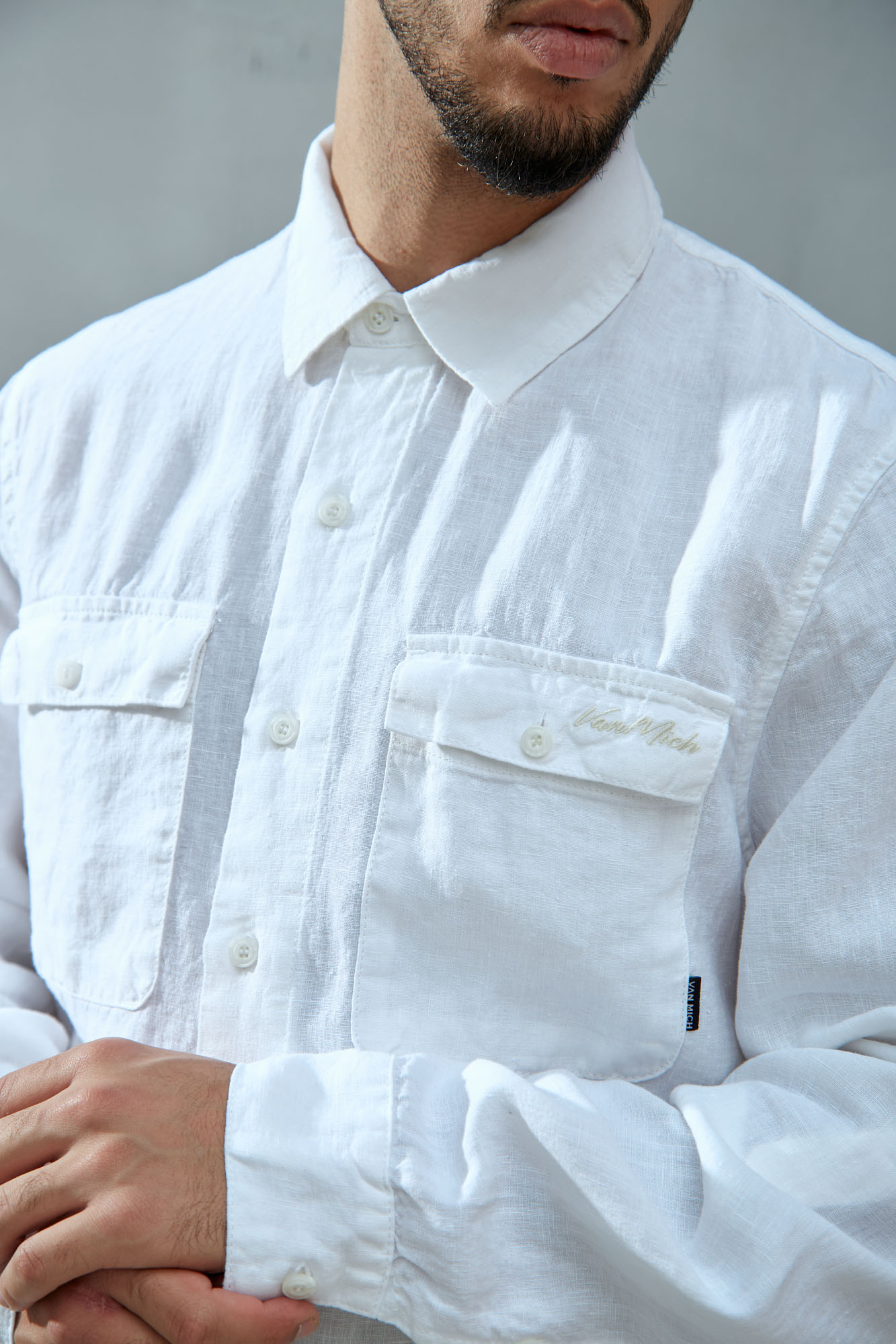 VM-OMA-55-007 Рубашка льняная Van Mich Белый