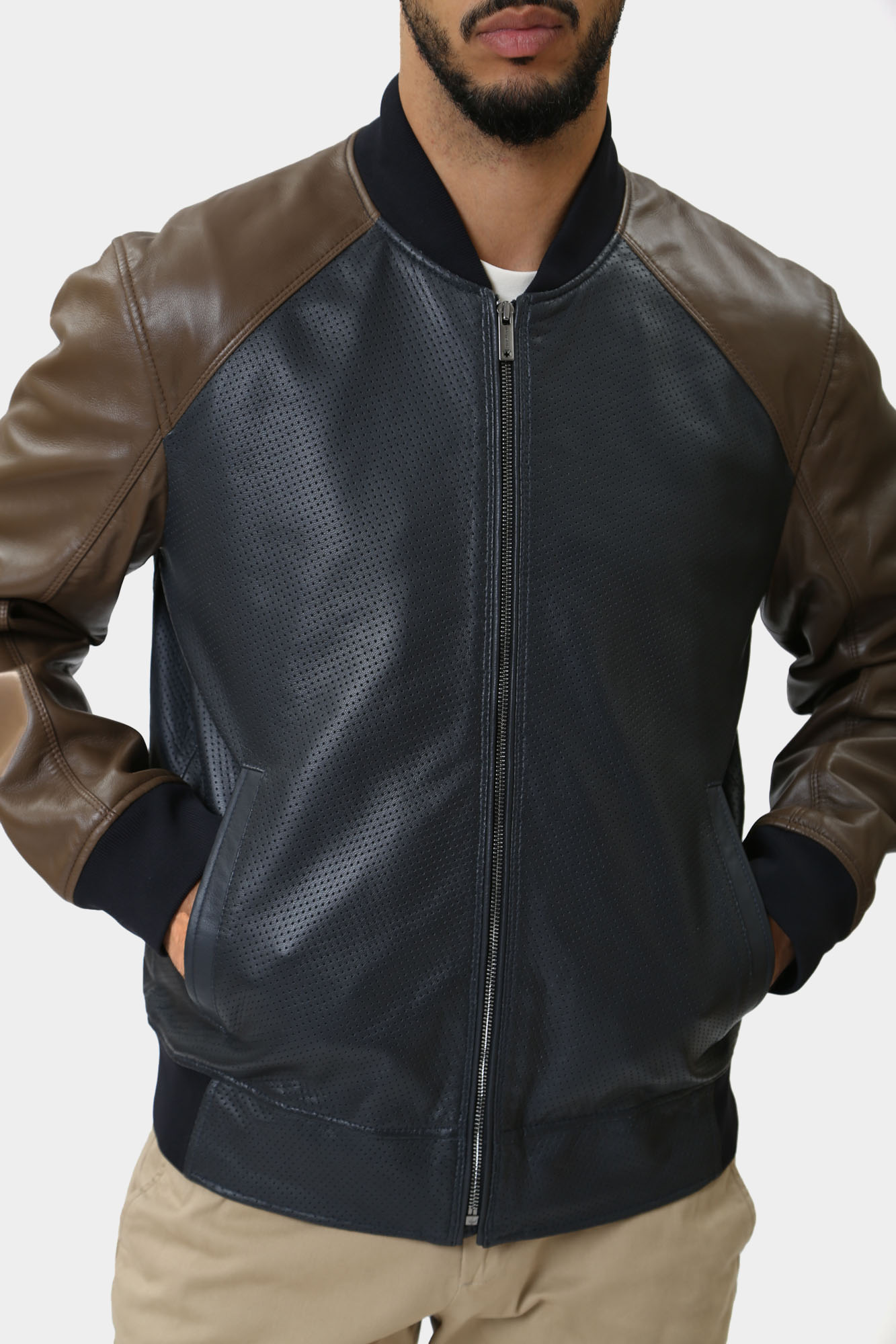 110140_80000618 Куртка кожаная Strellson Синий