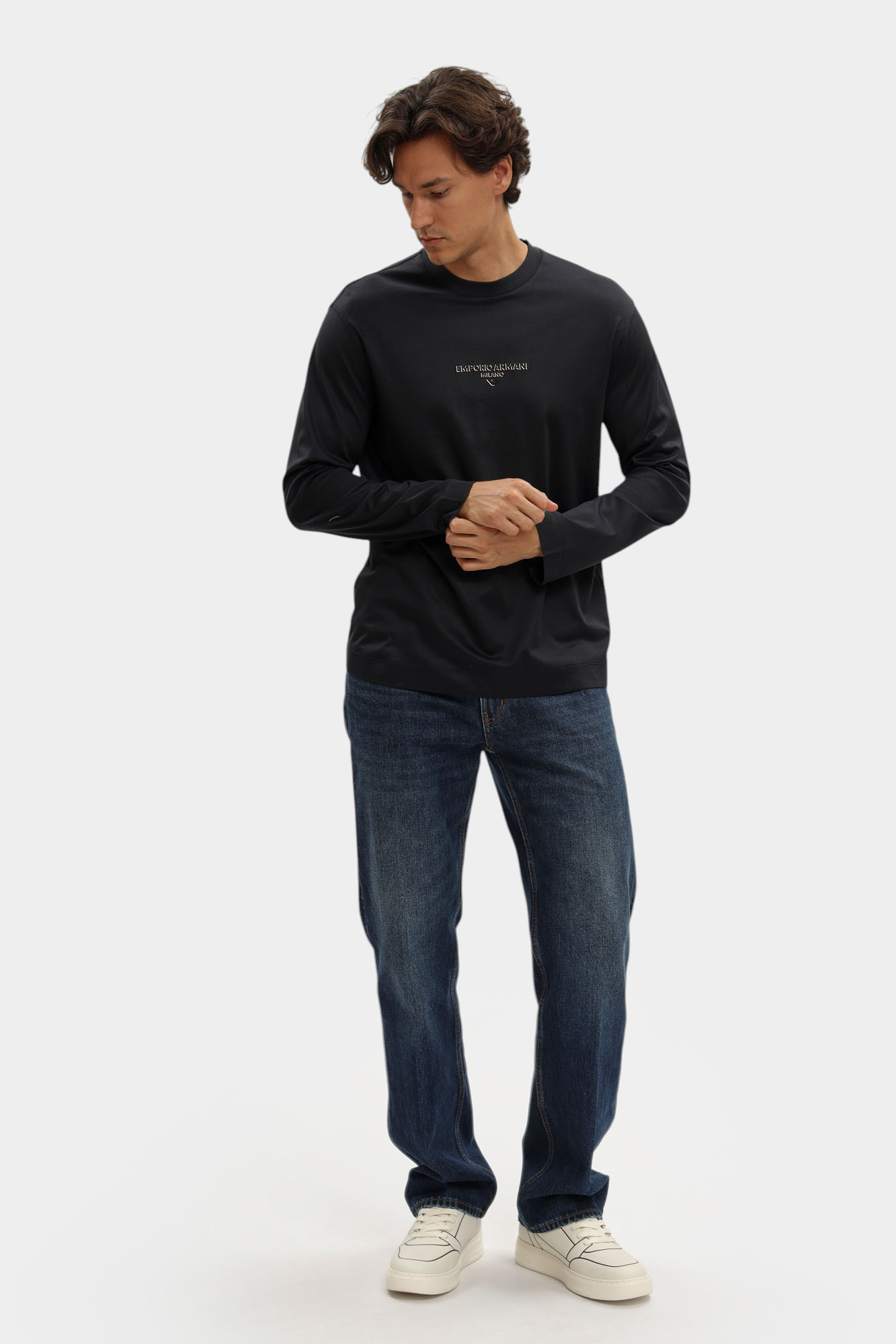 EM004345_ AF10761 Лонгслив Emporio Armani Голубой