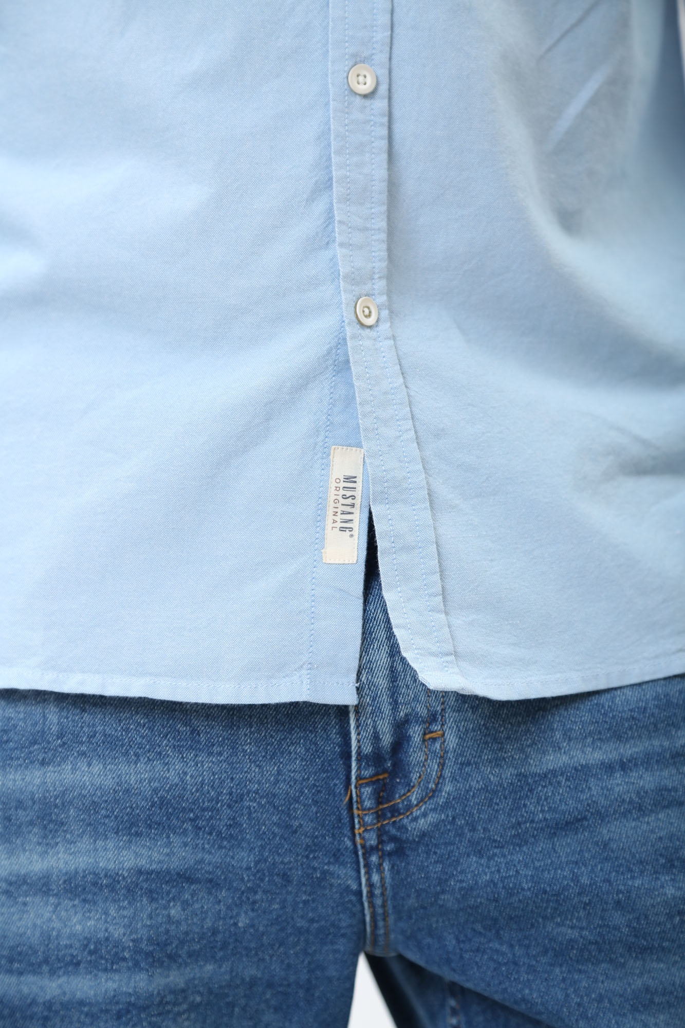 1014767 Рубашка с длинным рукавом Mustang Голубой