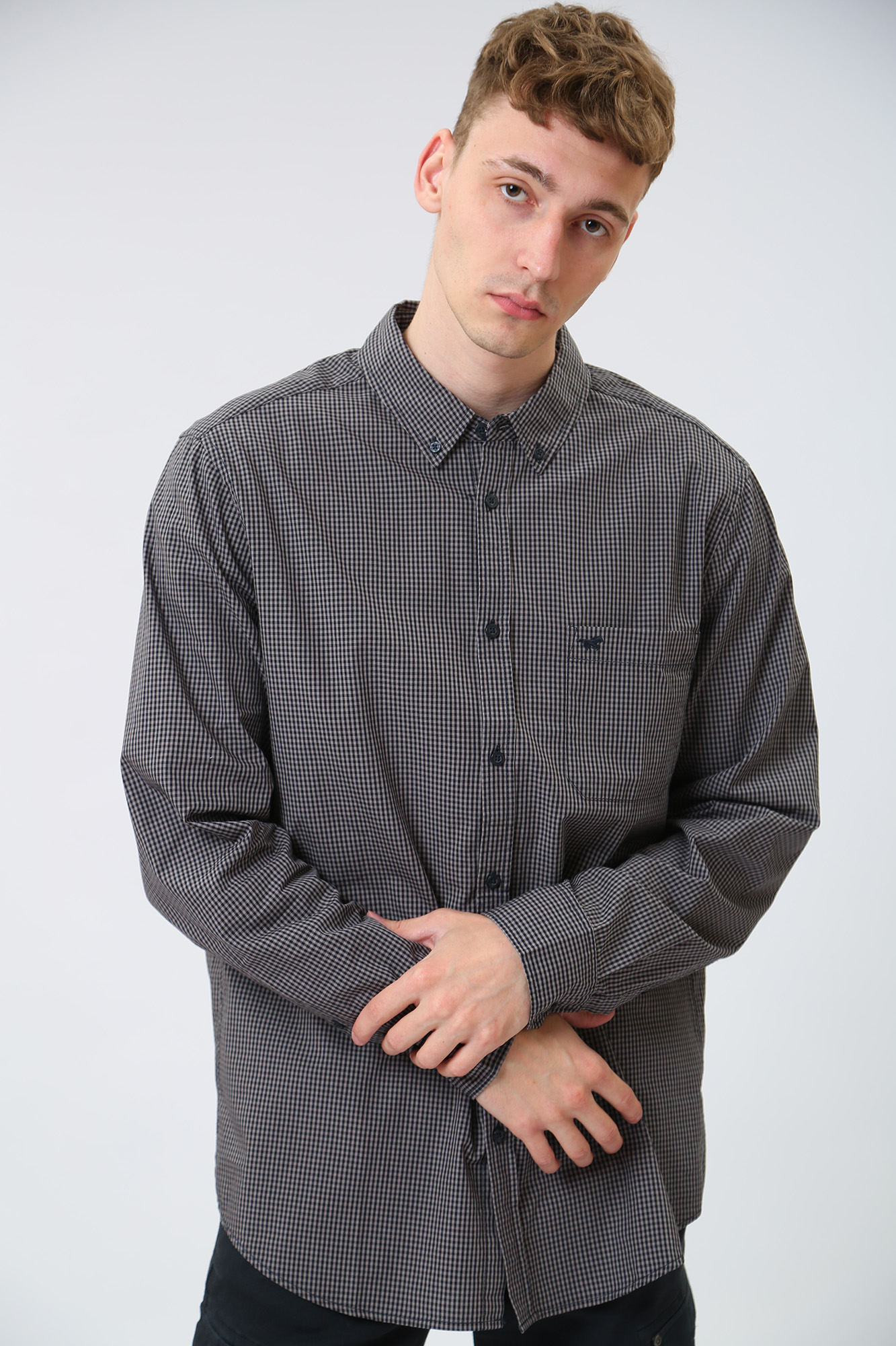 1012807 Рубашка с длинным рукавом Mustang Серый