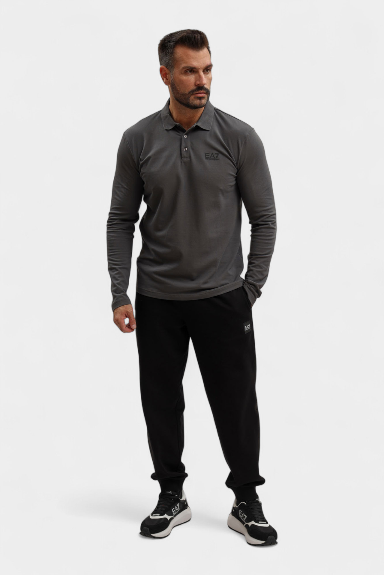 8NPF17_PJVUZ_U8117 Поло с длинным рукавом EA7 Серый