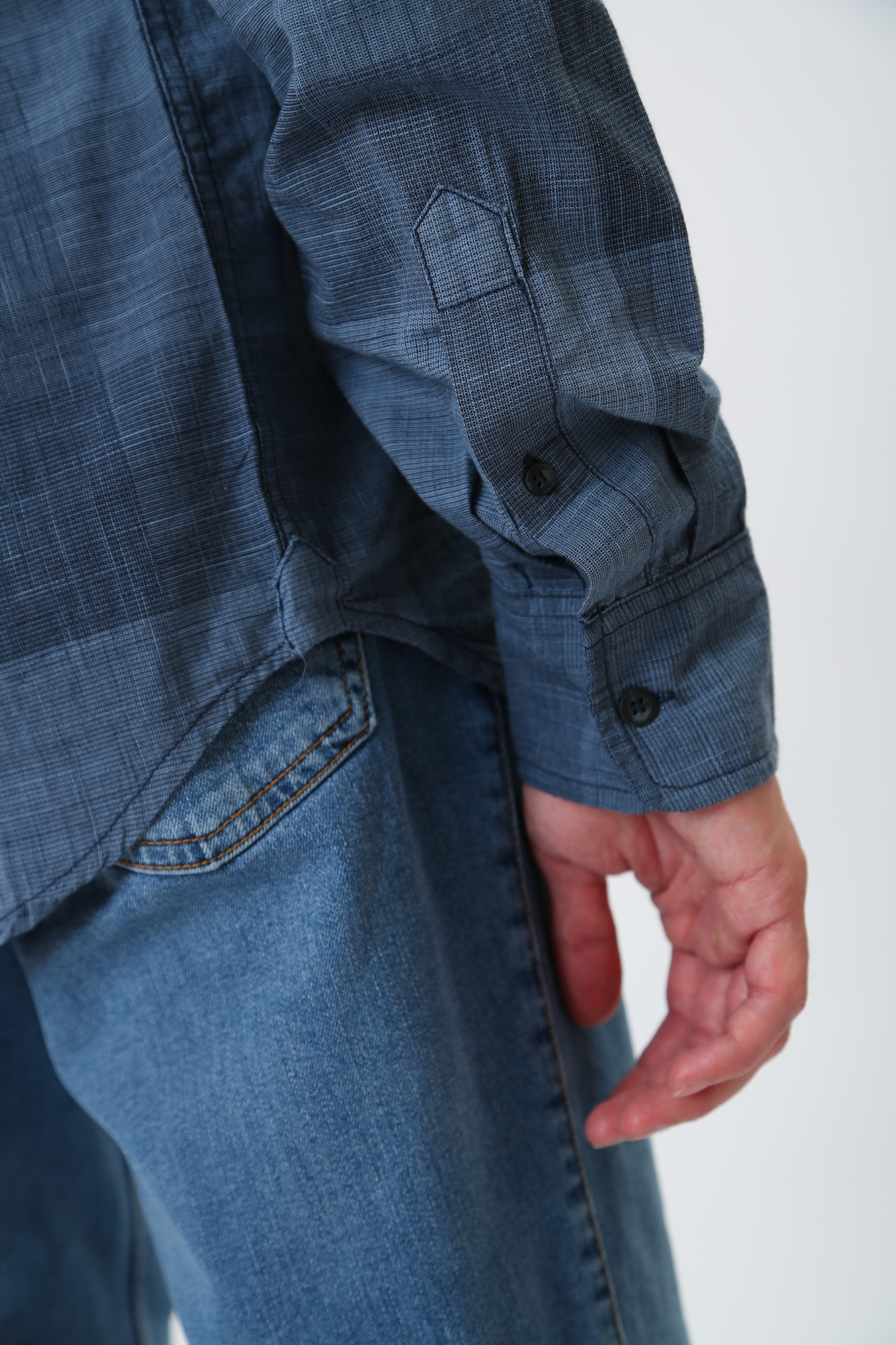 1013485 Рубашка с длинным рукавом Mustang Синий