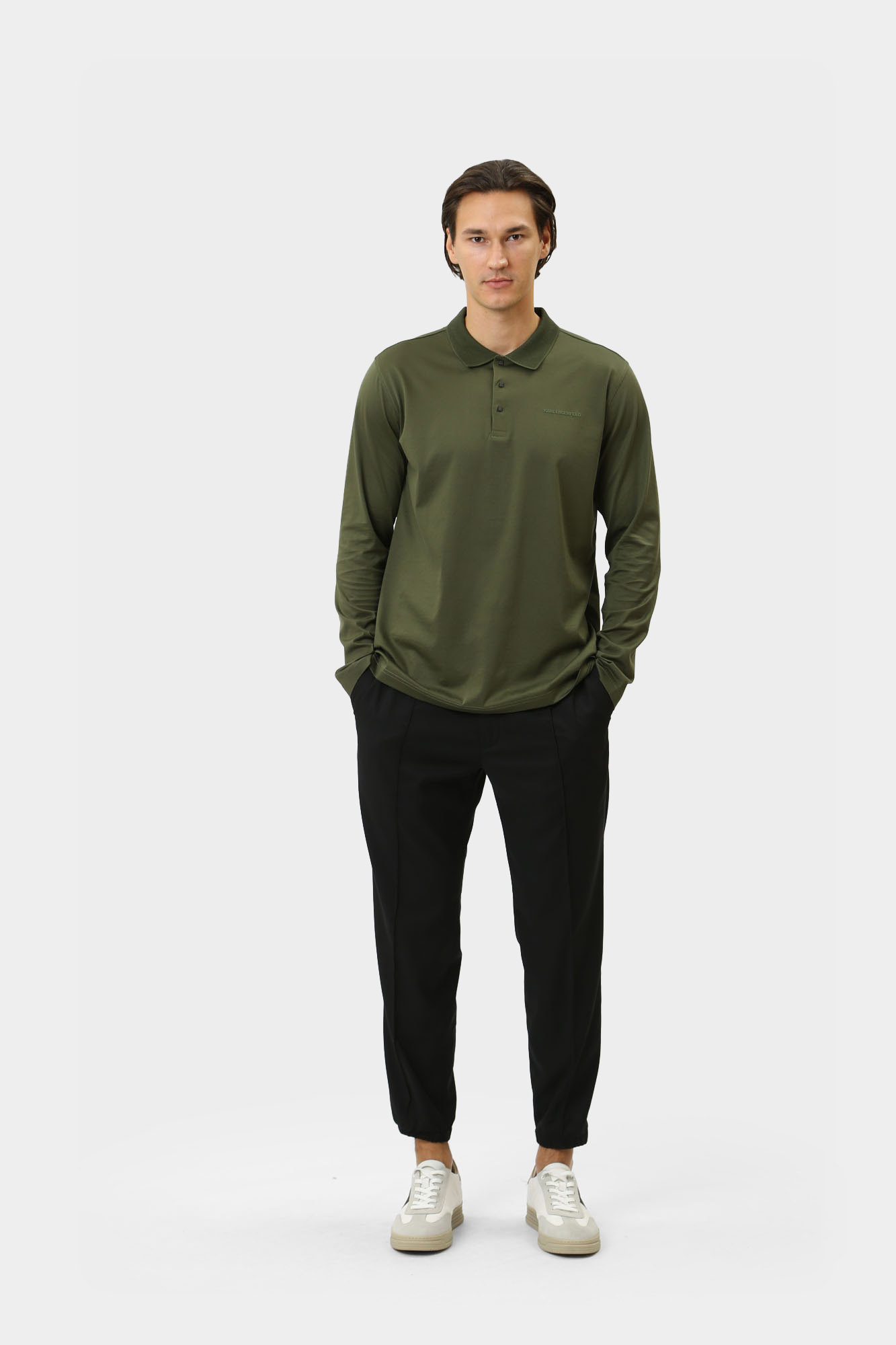 544200_745000 Поло с длинным рукавом Karl Lagerfeld Хаки