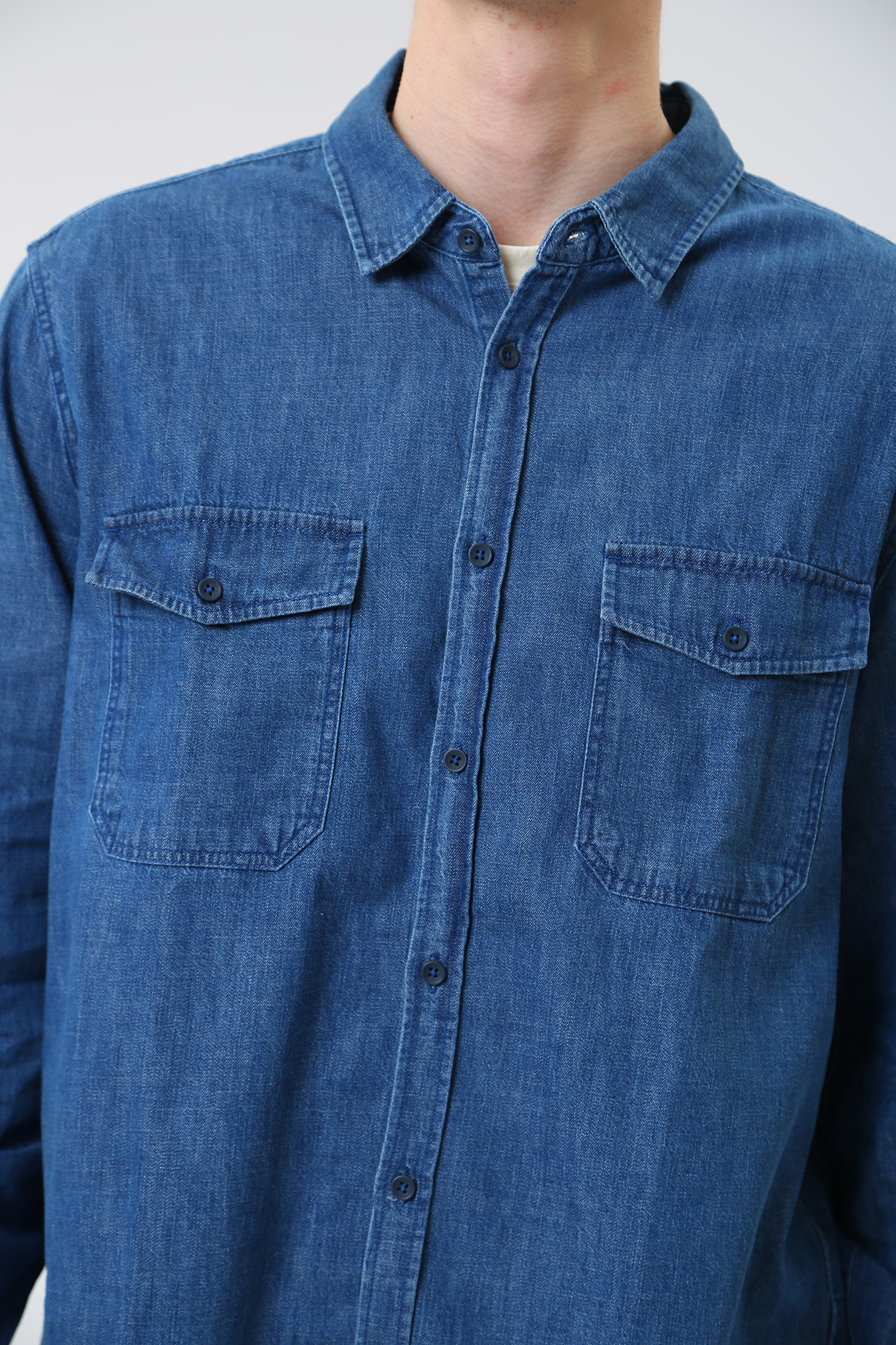 1013480-5000 Рубашка джинсовая Mustang Синий