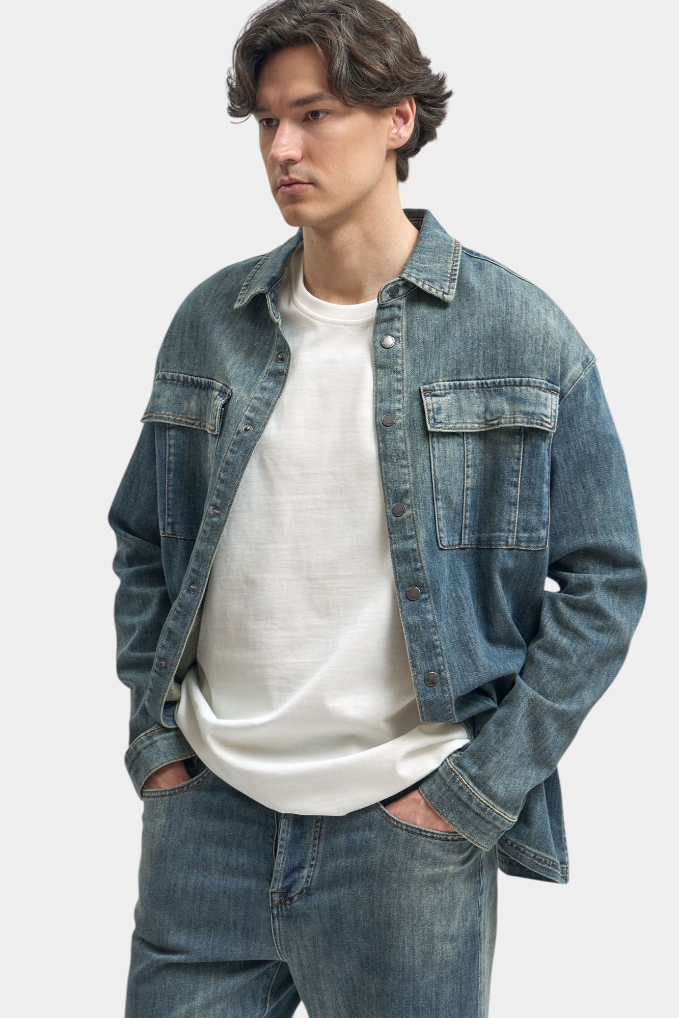 M-261-FT-56-0009 Рубашка джинсовая The Hills Синий