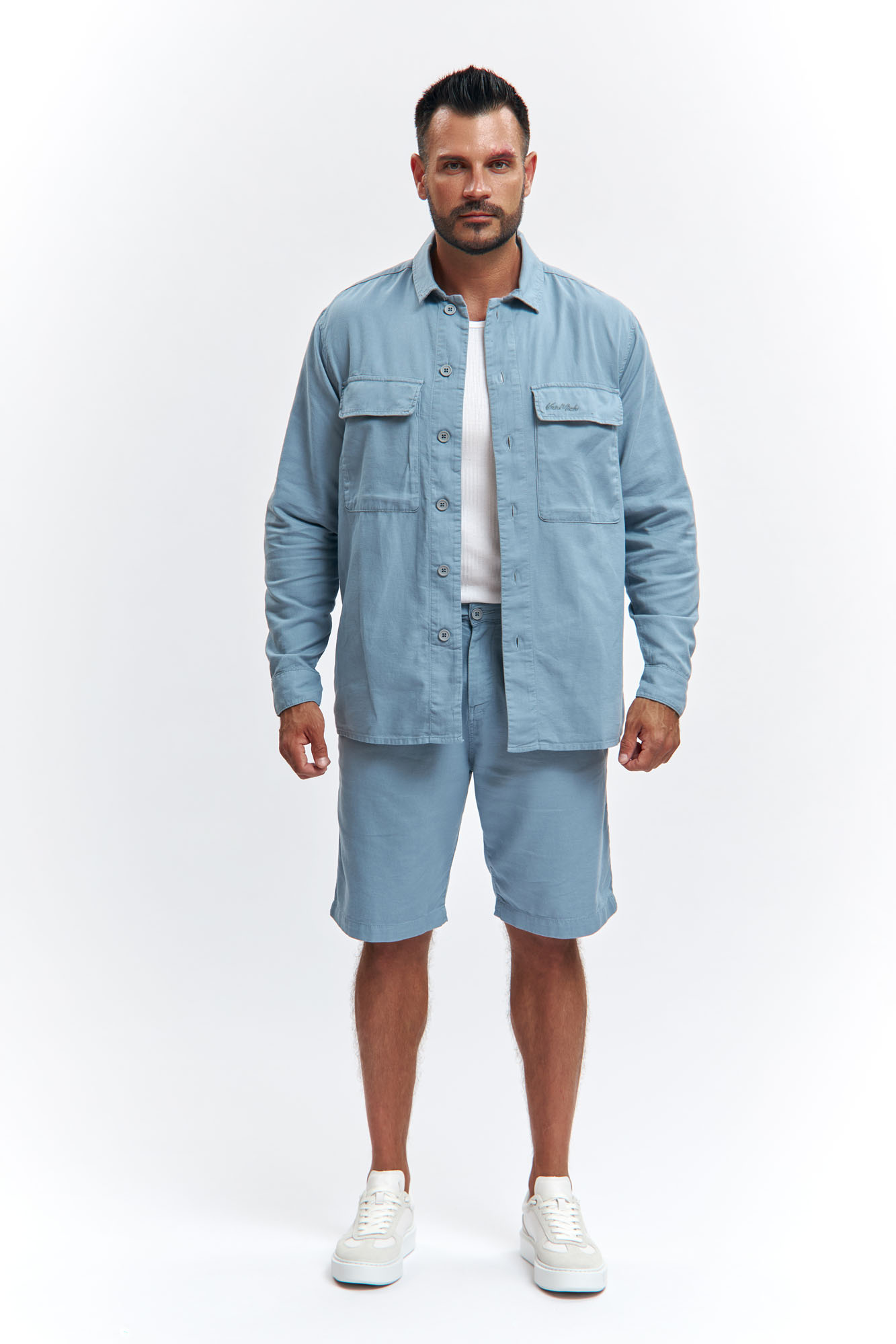 VM-OMA-55-447 Шорты льняные Van Mich Голубой