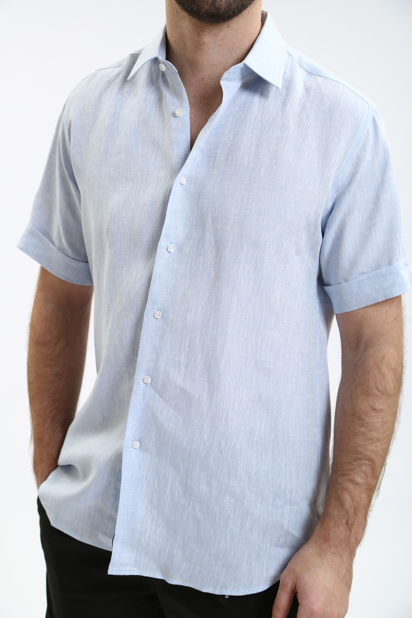 542667_605500 Сорочка льняная Karl Lagerfeld Голубой