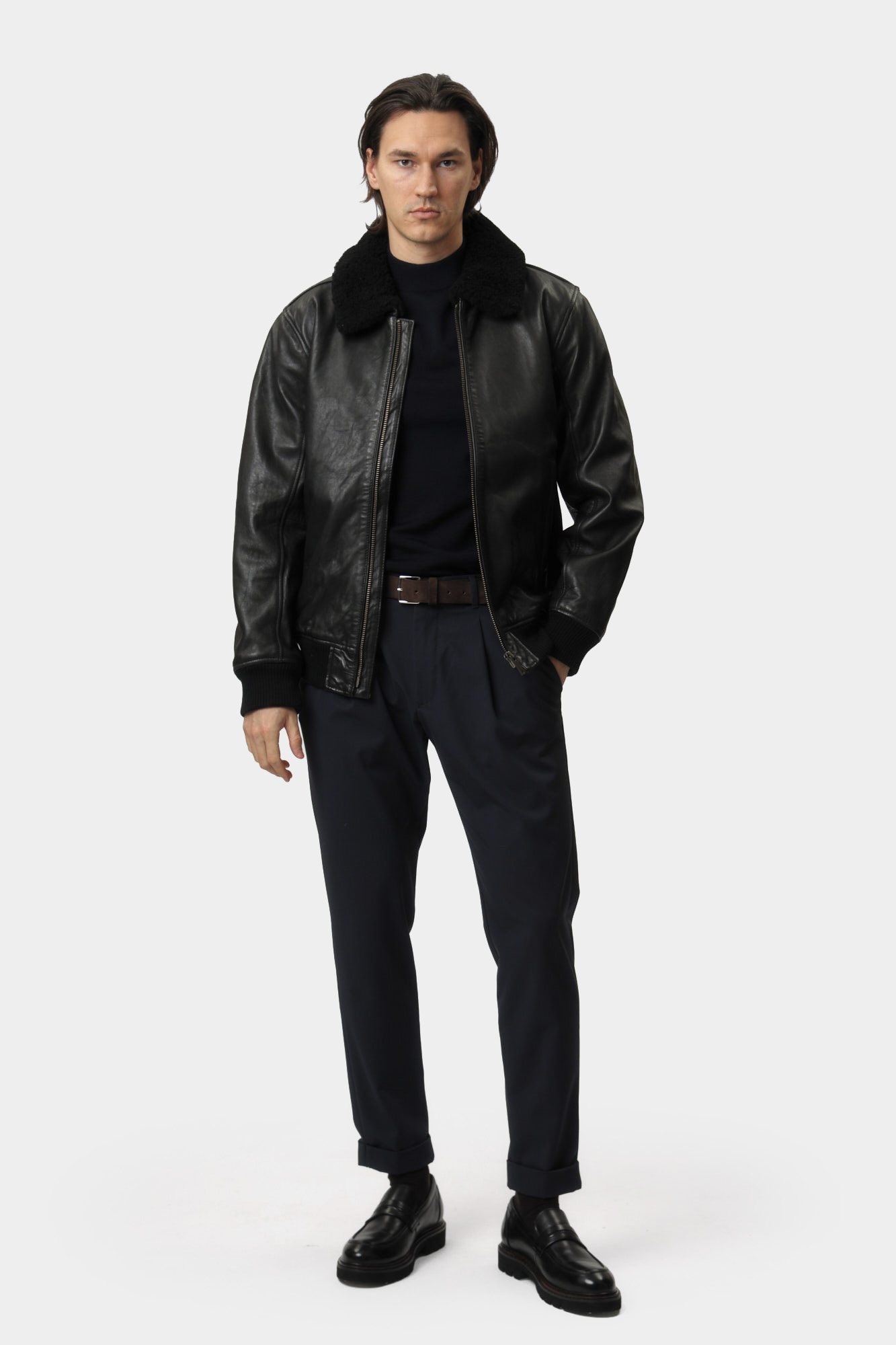 110159_80000670 Куртка кожаная Strellson Черный