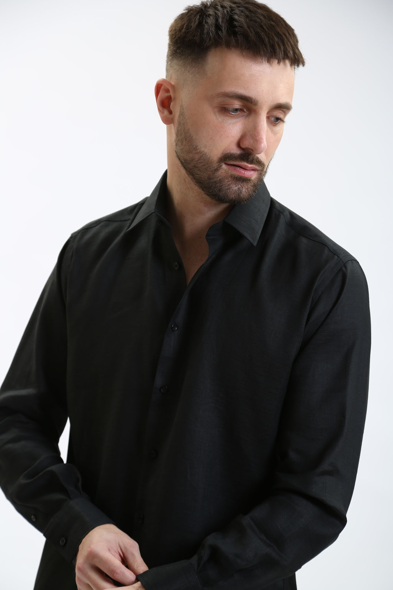 542667_605000 Сорочка льняная д/р Karl Lagerfeld Черный