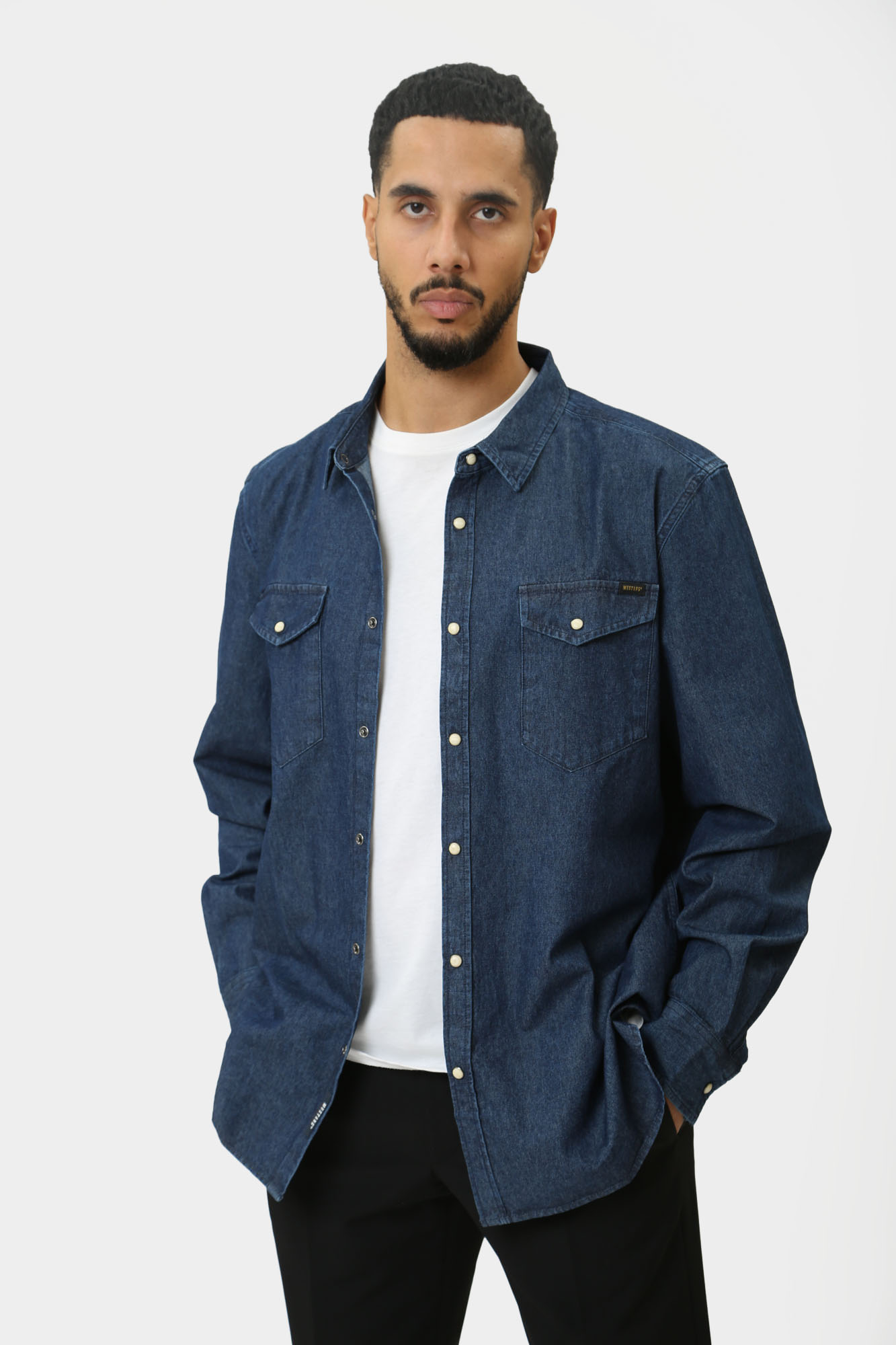 1015616-5000 Рубашка с длинным рукавом Mustang Синий