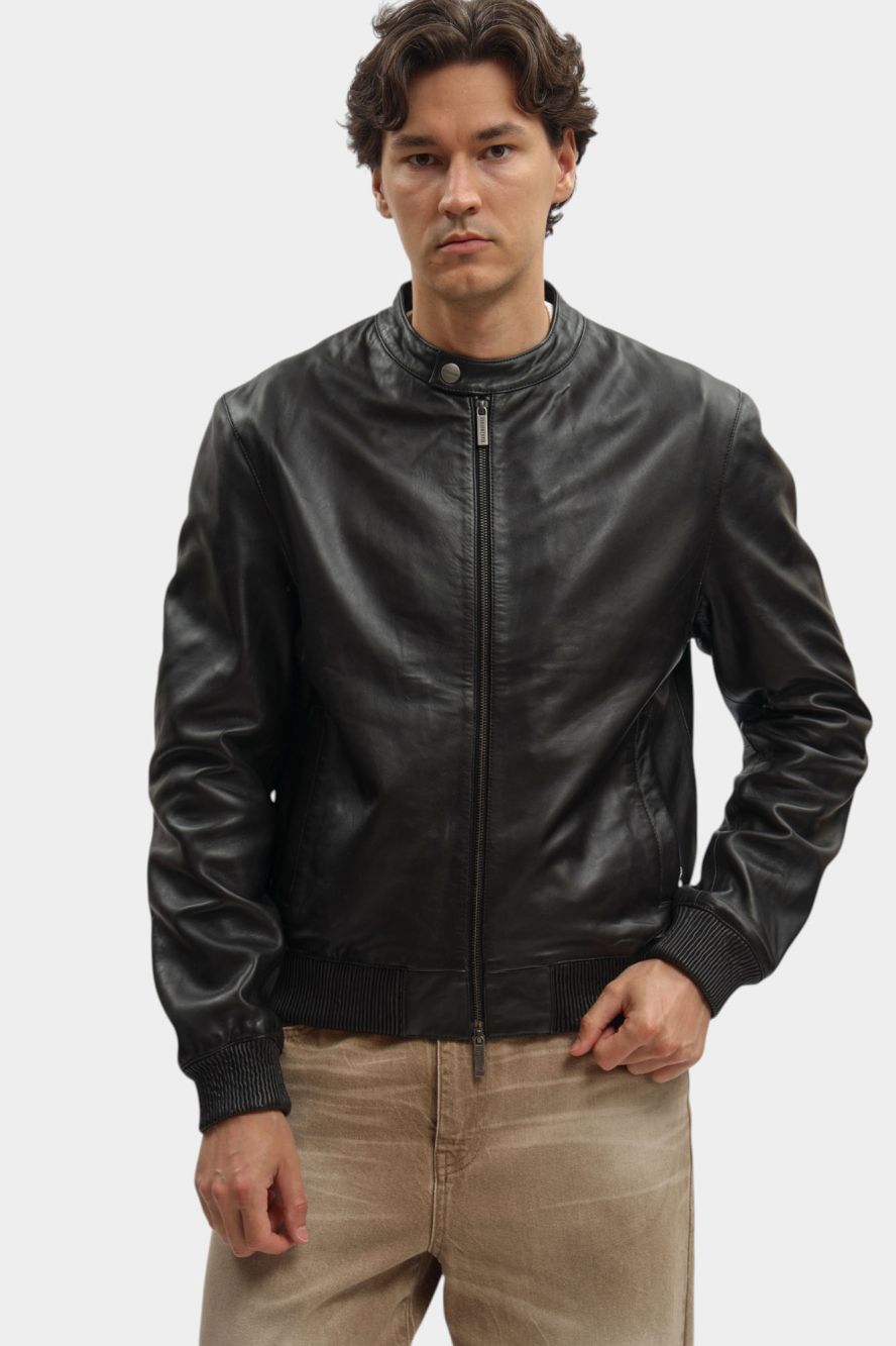 Куртка кожаная Bikkembergs Черный