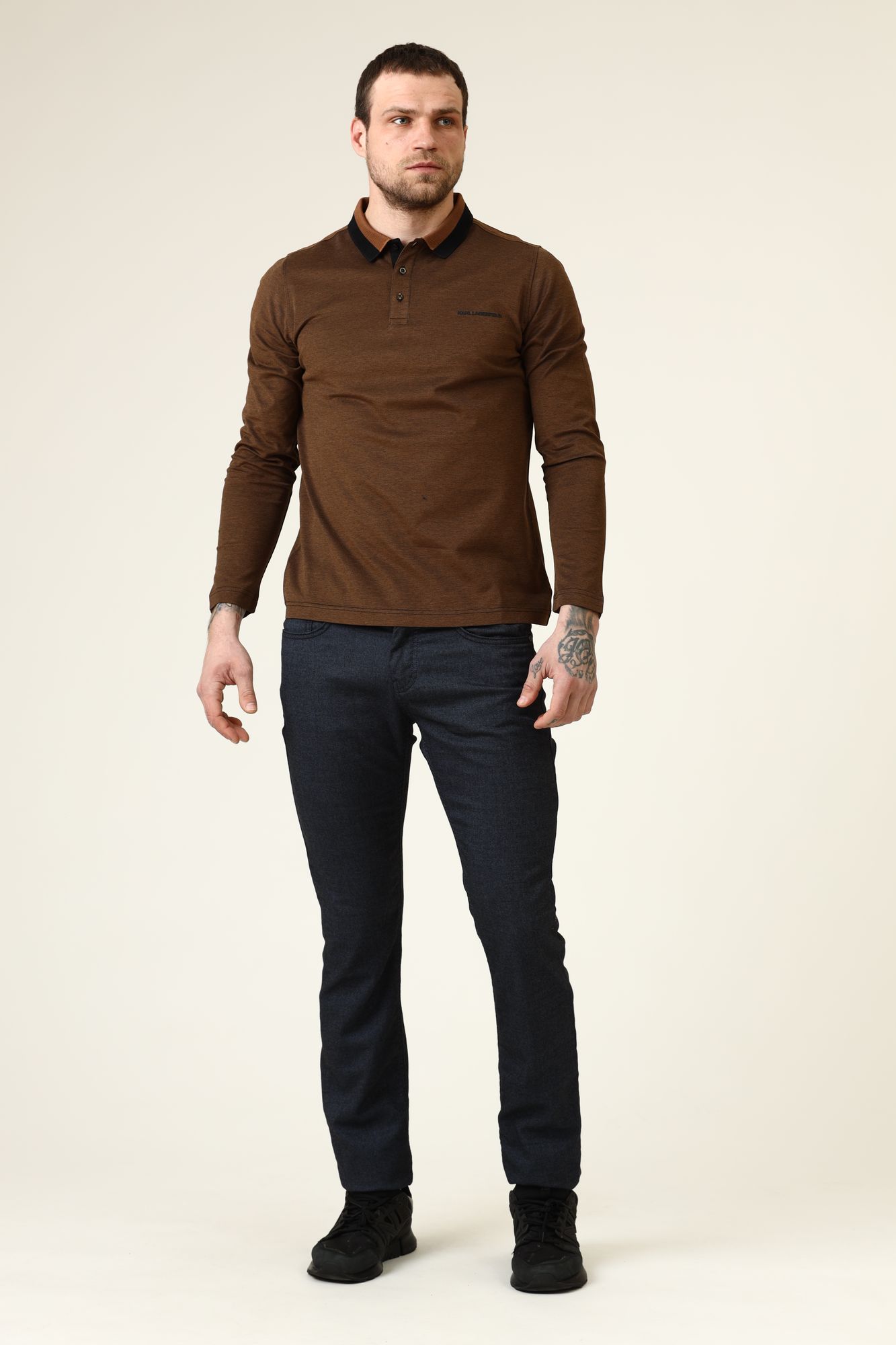 502205_745008 Поло с длинным рукавом Karl Lagerfeld Коричневый