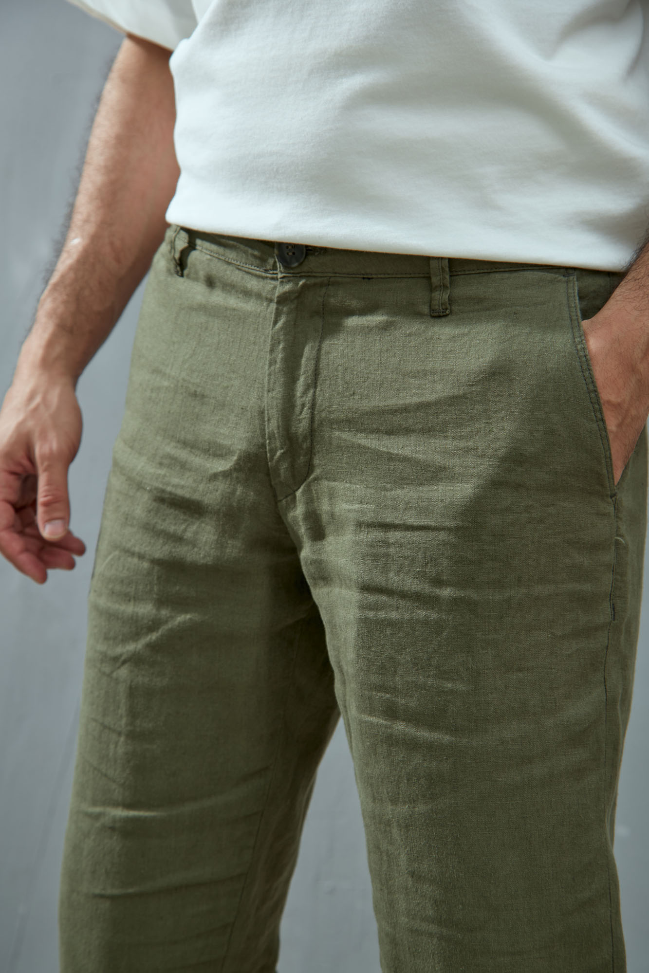 VM-OMA-55-009 Брюки льняные Van Mich Зеленый