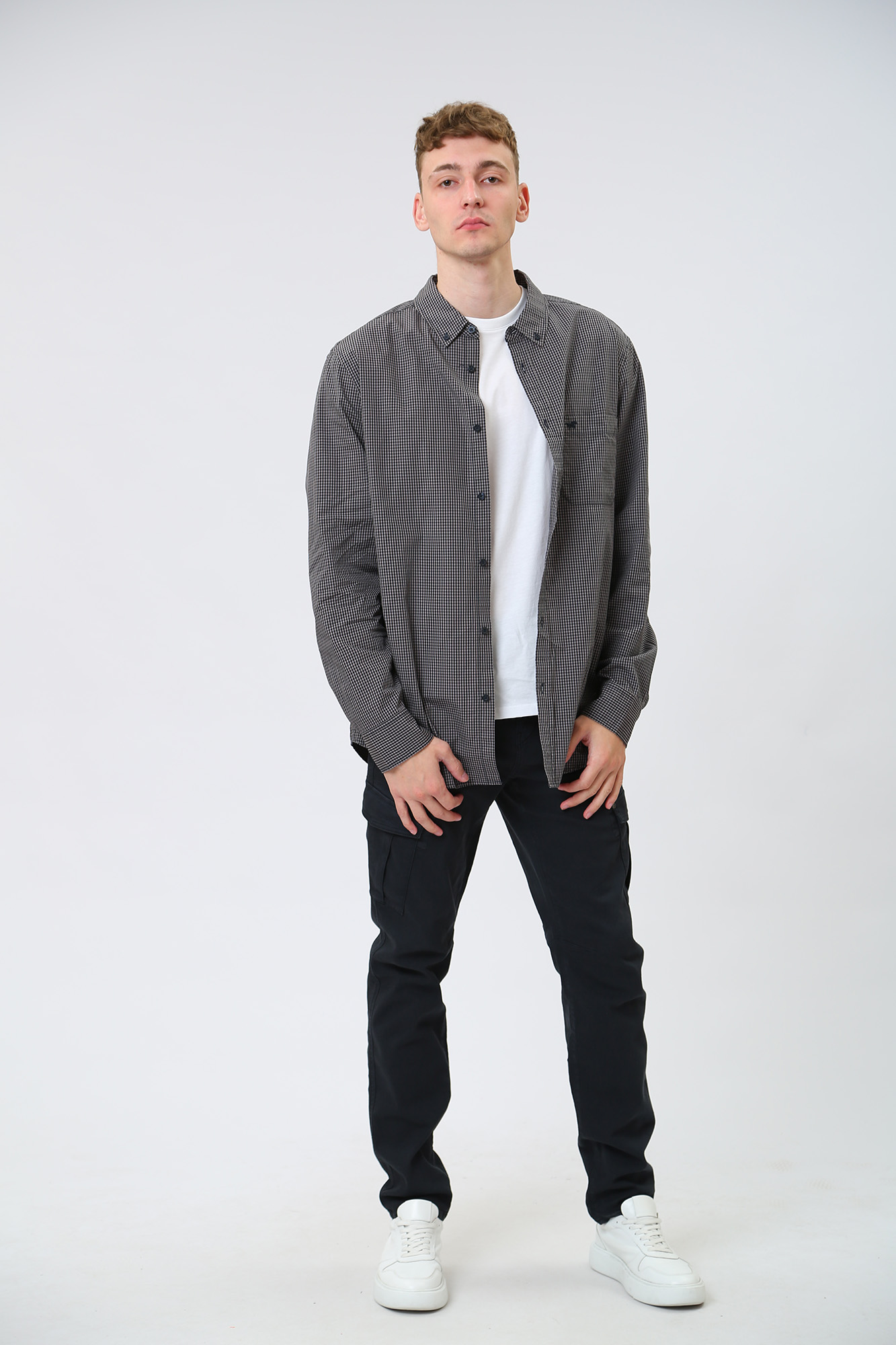 1012807 Рубашка с длинным рукавом Mustang Серый