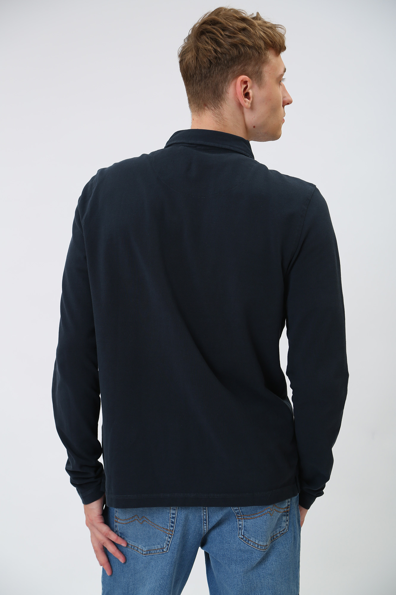 1013545 Поло с длинным рукавом Mustang Синий