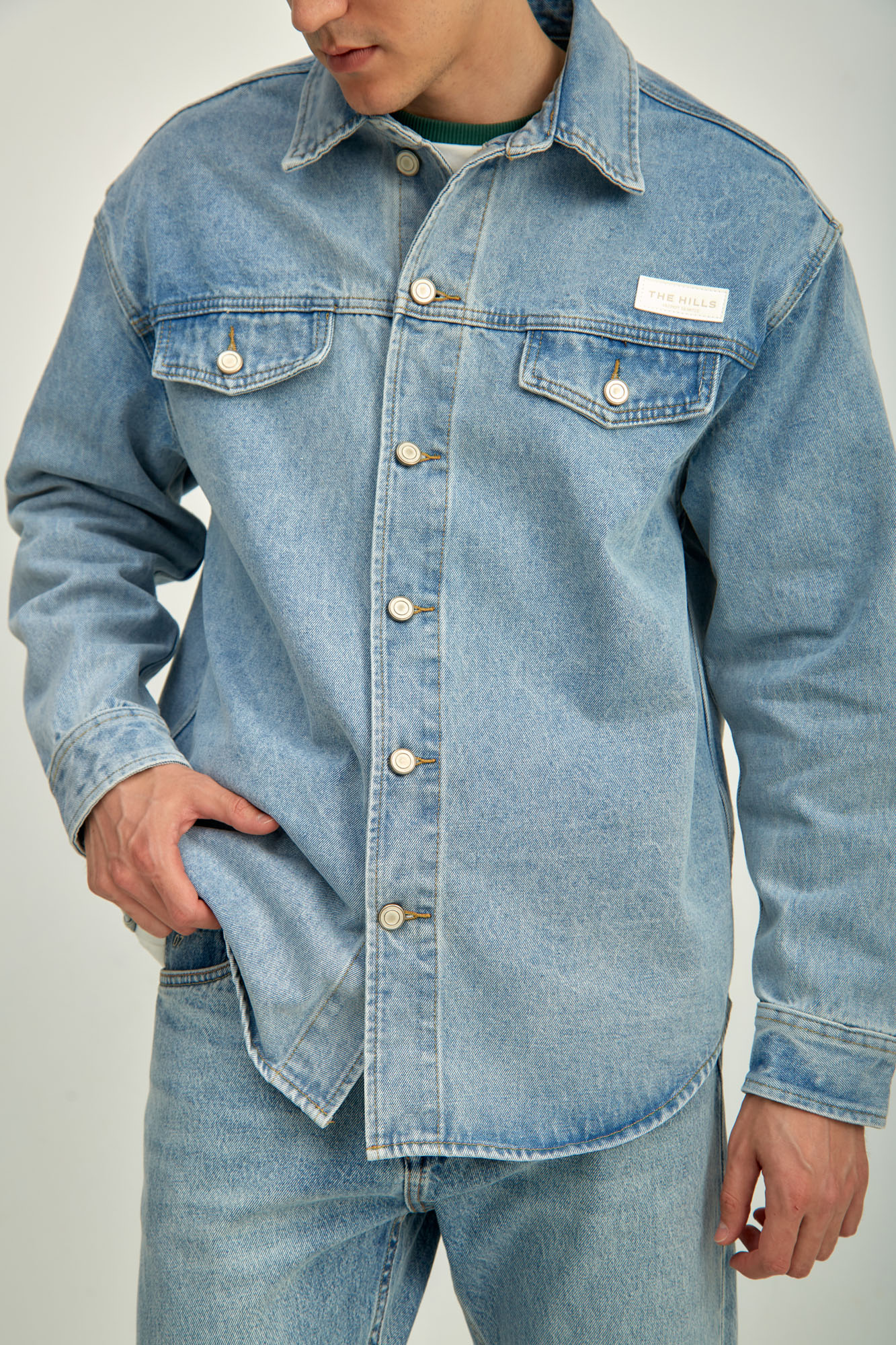 M-241-QW-56-2756- Рубашка с длинным рукавом The Hills Синий