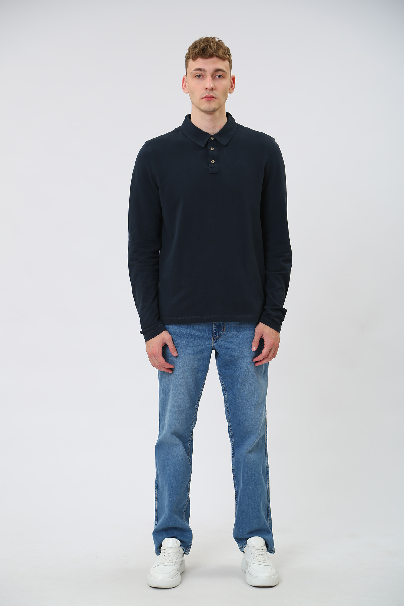 1013545 Поло с длинным рукавом Mustang Синий