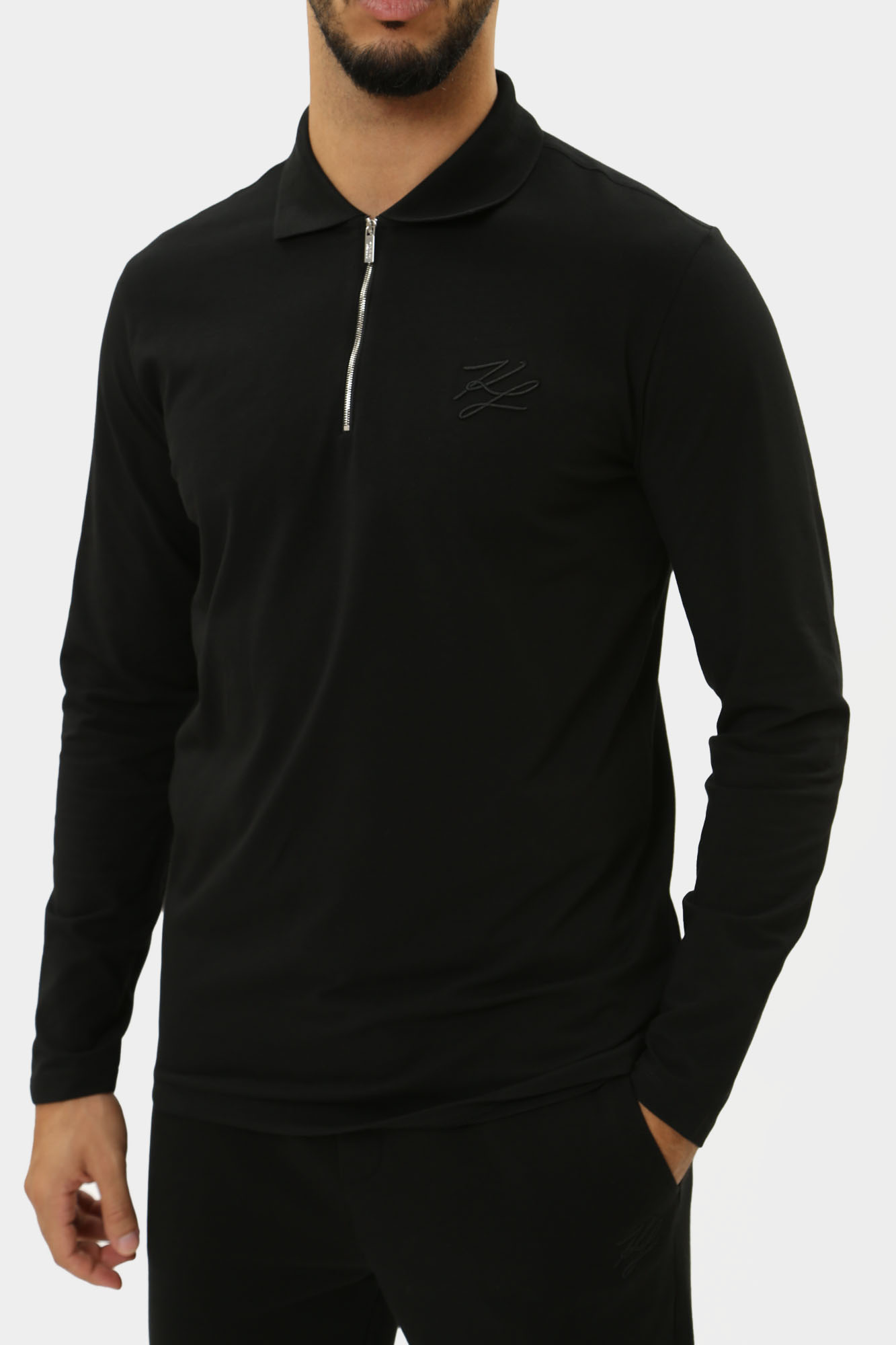 543221_74540 Поло с длинным рукавом Karl Lagerfeld Черный