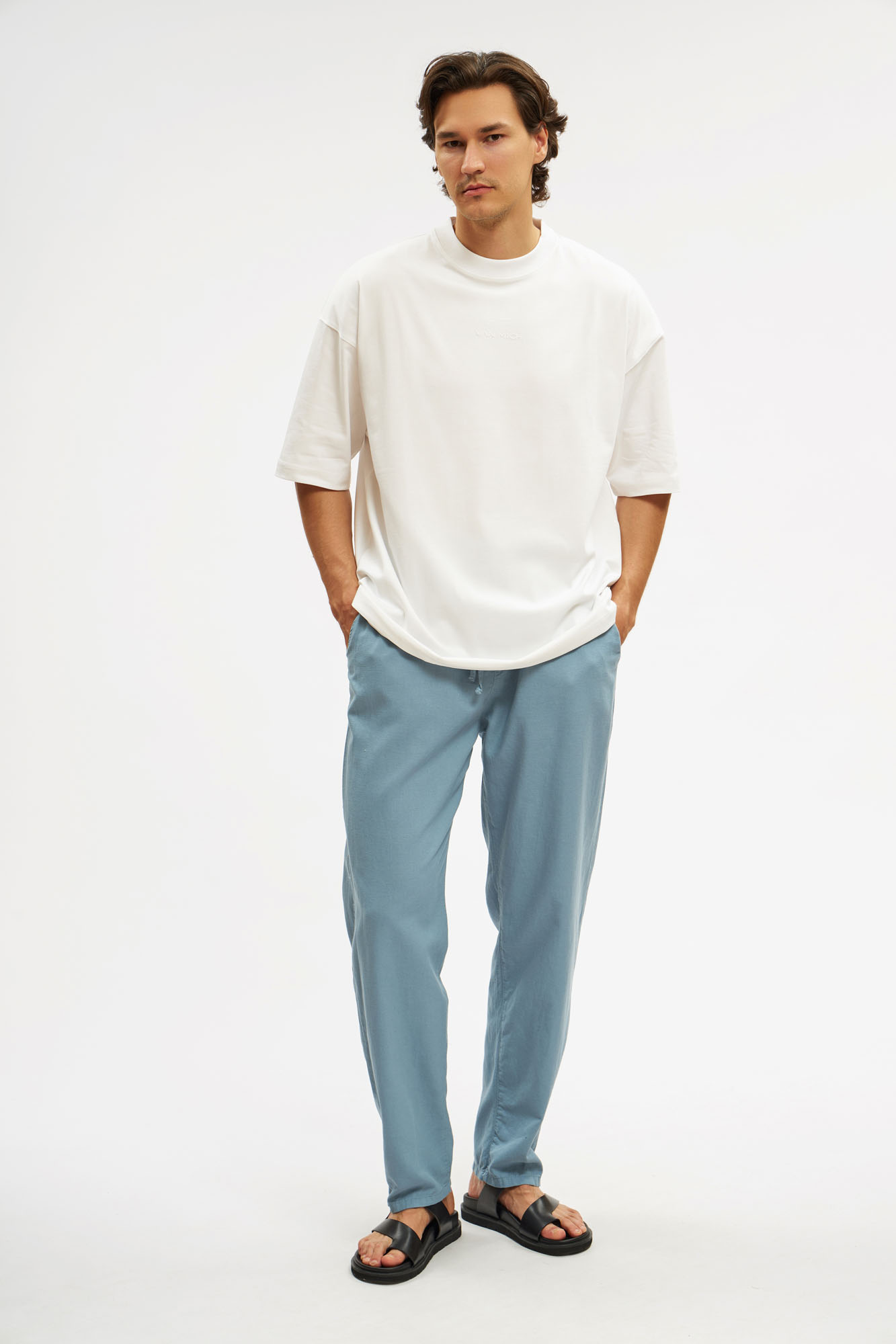 VM-OMA-55-446 Брюки льняные Van Mich Серый