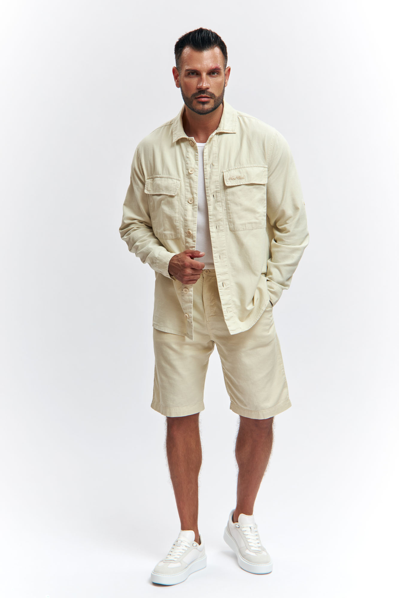 VM-OMA-55-447 Шорты льняные Van Mich Бежевый