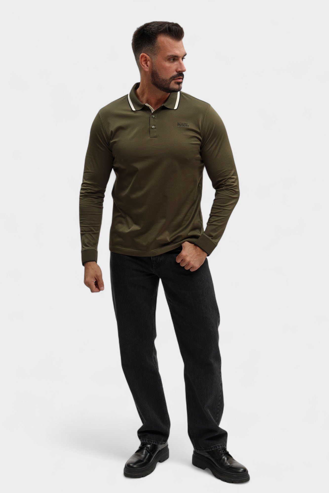 554200_745005 Поло с длинным рукавом Karl Lagerfeld Зеленый