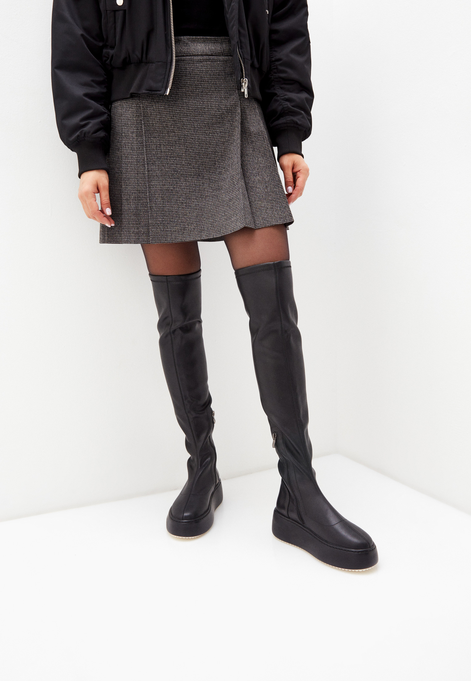 MC10811-WT/8 текстиль Сапоги жен кожа иск. чер. Сапоги ботфорты Marc Cony Черный