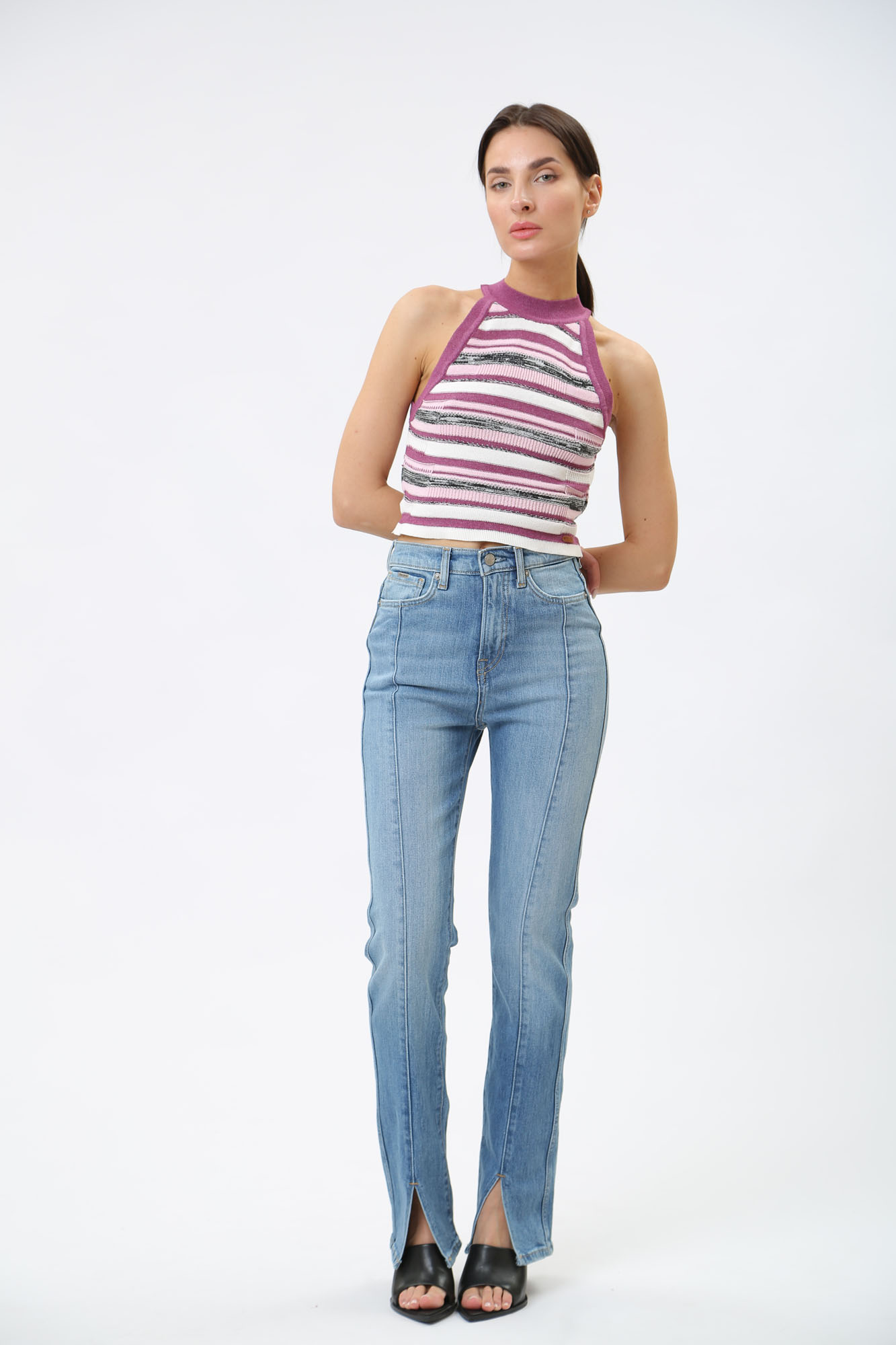 PL204686 джинсы slim jeans uhw split pepe jeans