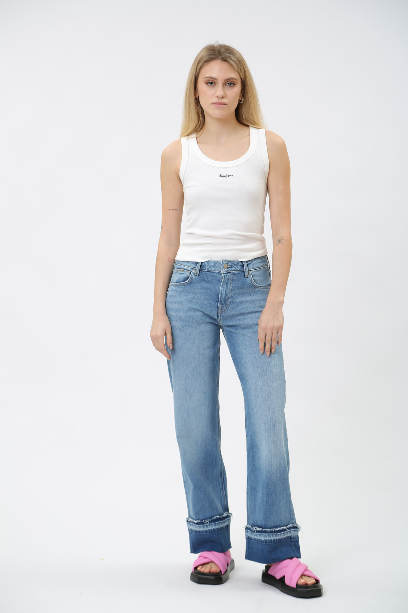 PL204689 джинсы loose st jeans hw turn up  pepe jeans 