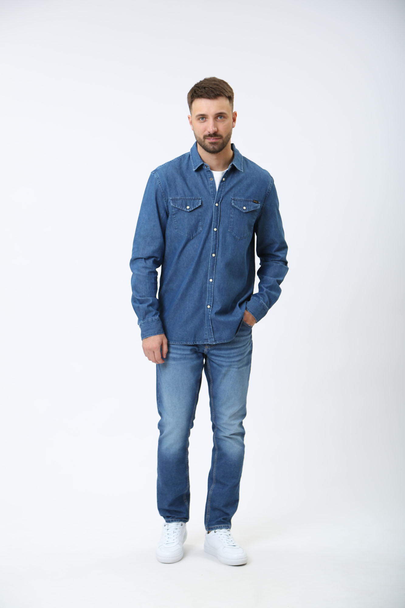 1014763-5000 Рубашка с длинным рукавом Mustang Синий