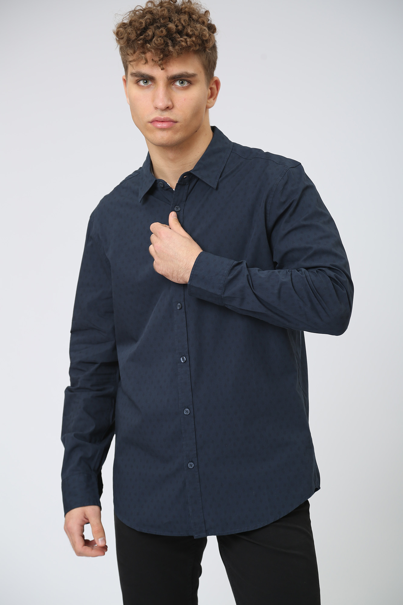 1013474-12395 Рубашка с длинным рукавом Mustang Синий