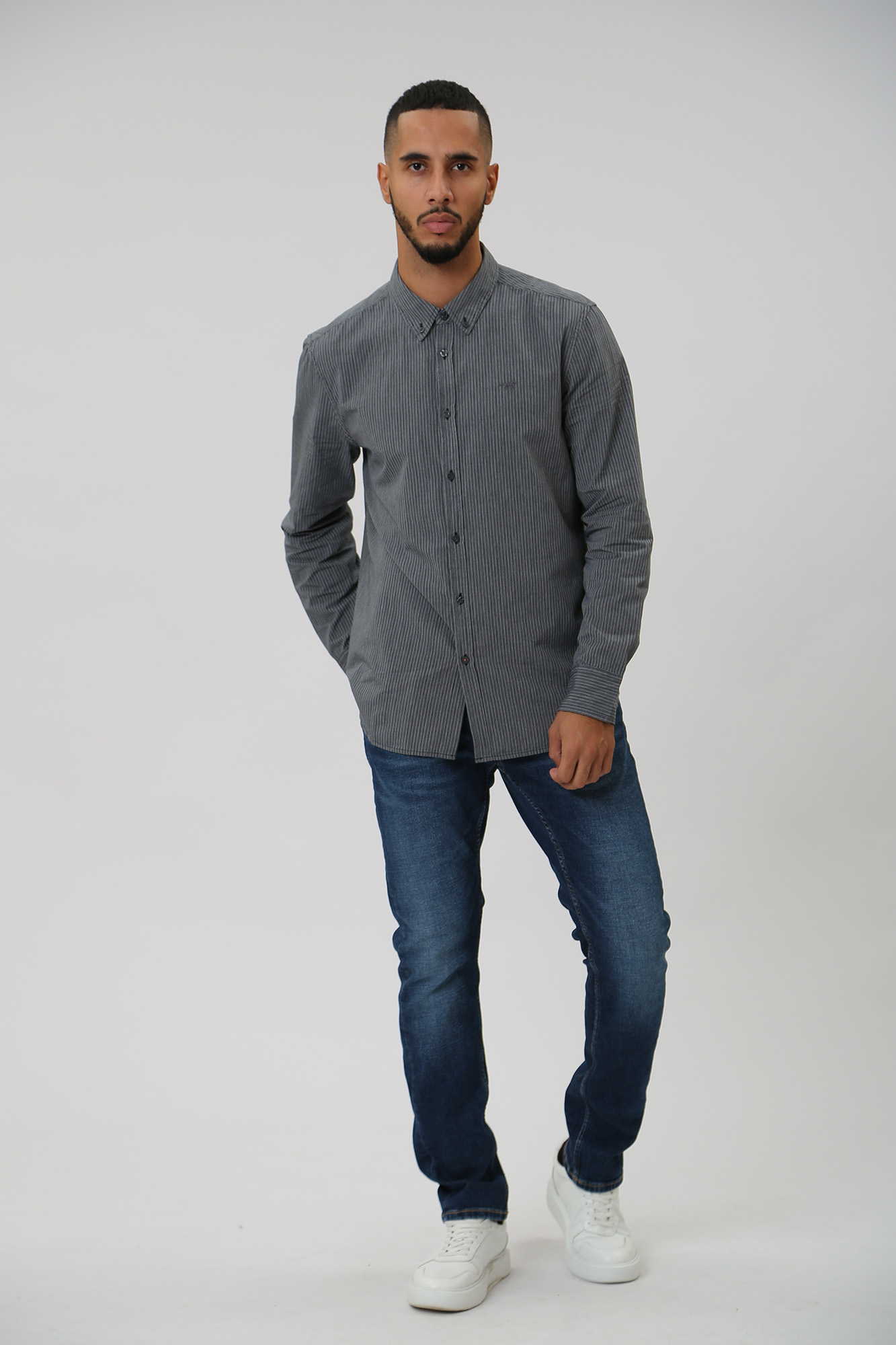 1014129 Рубашка с длинным рукавом Mustang Серый