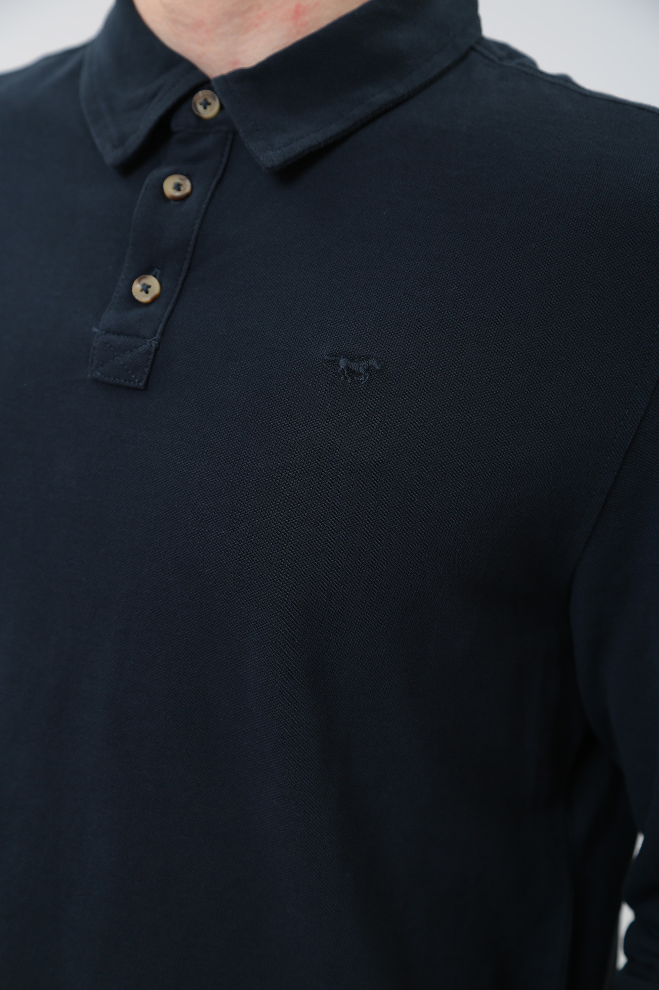 1013545 Поло с длинным рукавом Mustang Синий