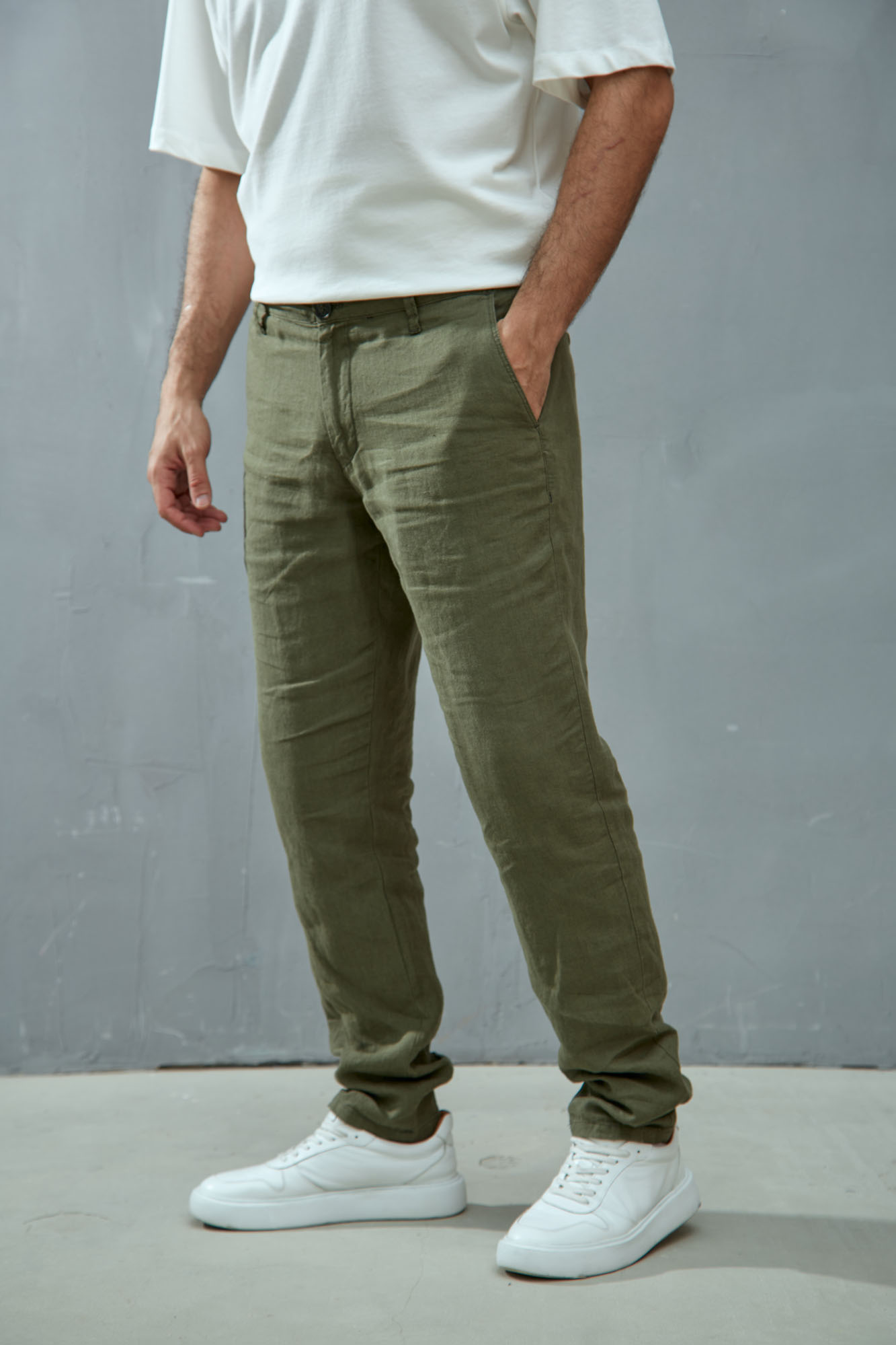 VM-OMA-55-009 Брюки льняные Van Mich Зеленый